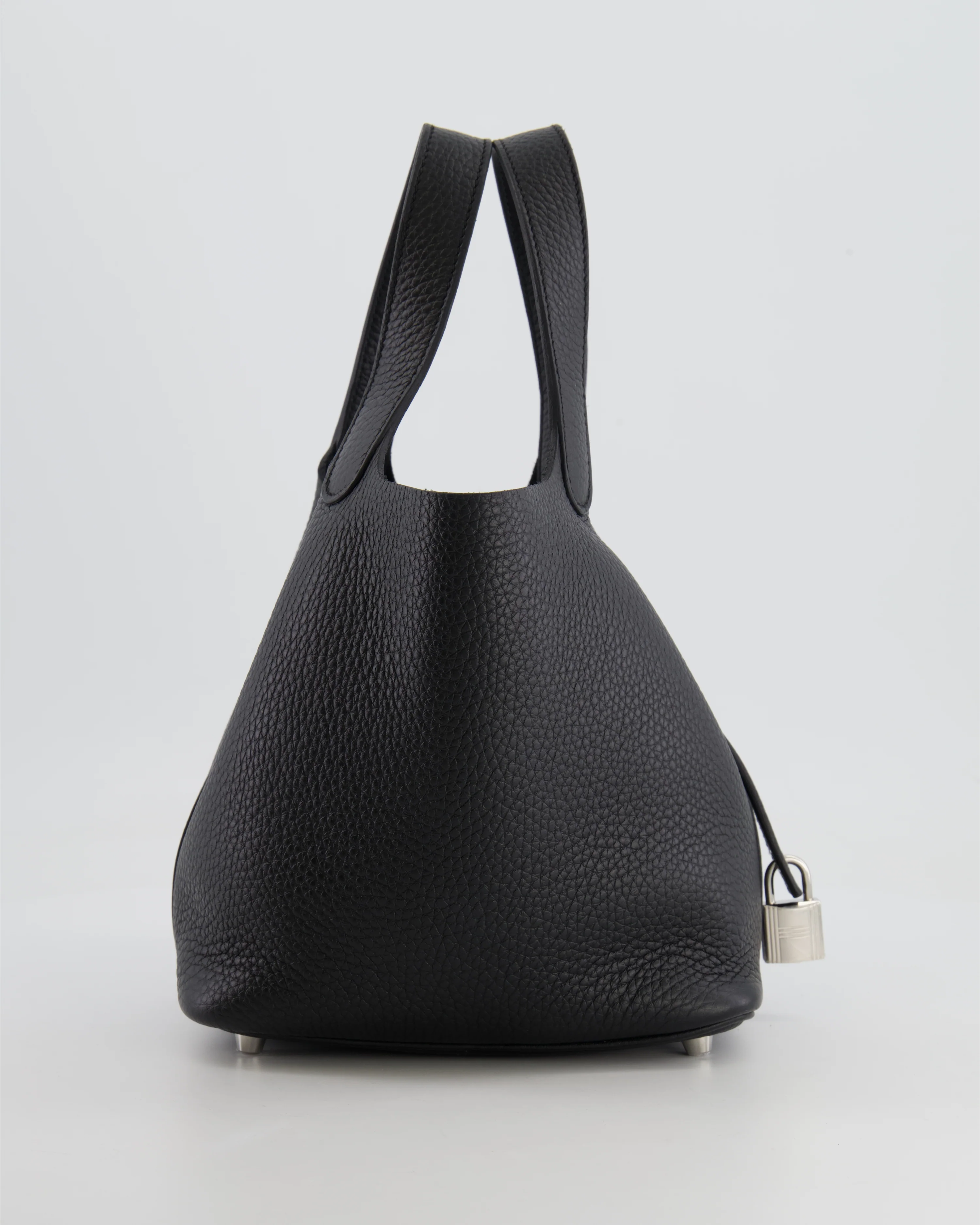 Hermes Picotin 18cm Lock Bag in Noir Clemence Leather with Palladium Hardware - Image 7