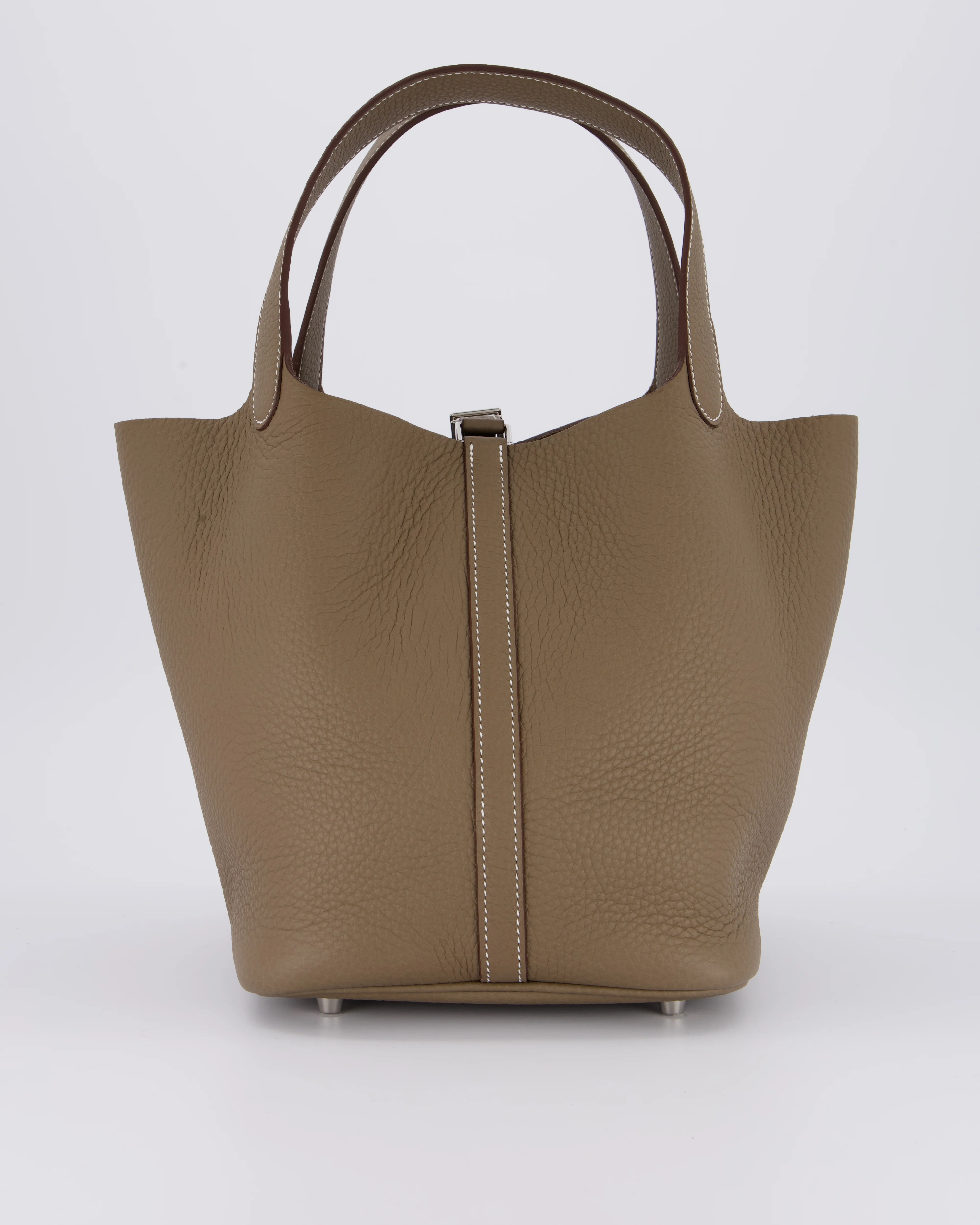 Hermès Picotin 22 Lock Bag in Etoupe Clemence Leather with Palladium Hardware - Image 5