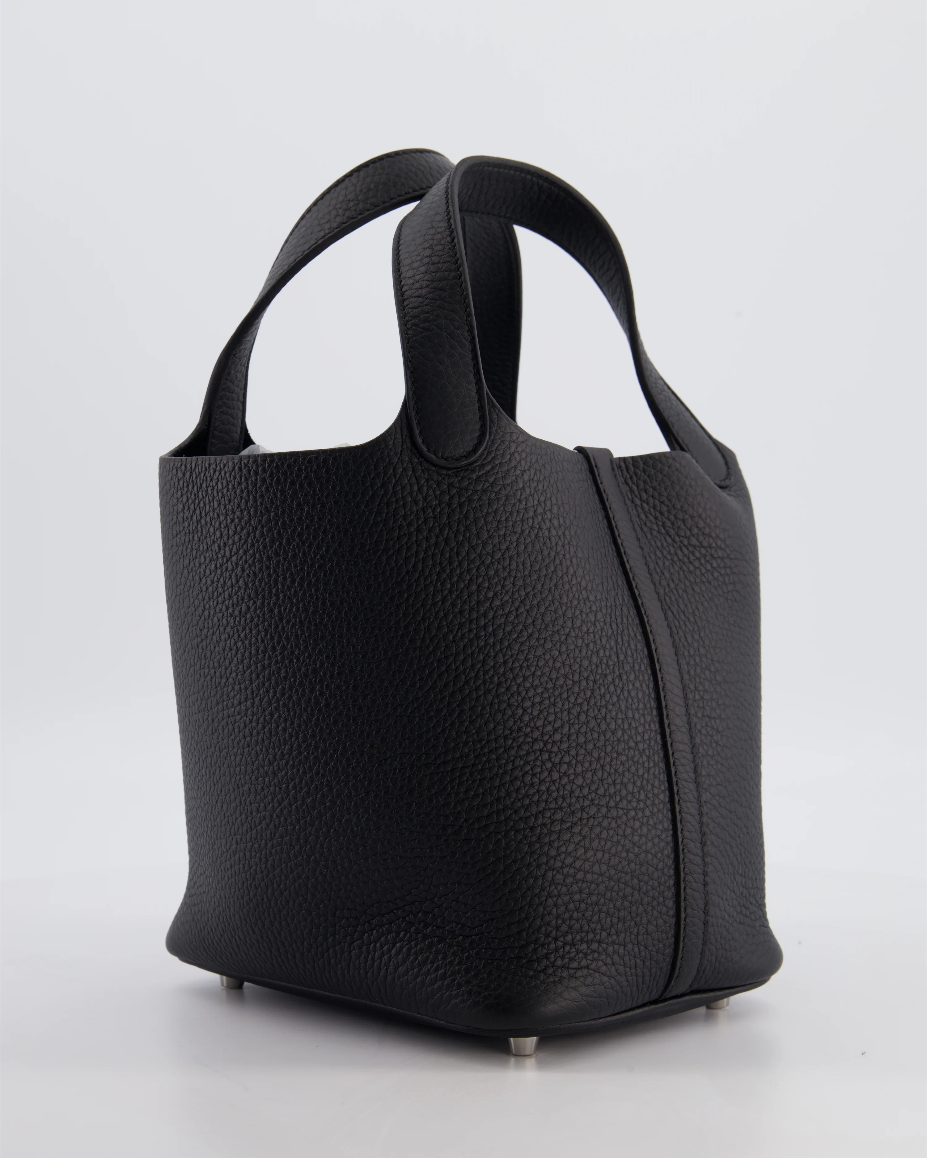 Hermès Picotin Lock 18 Bag in Noir Clemence Leather with Palladium Hardware - Image 6