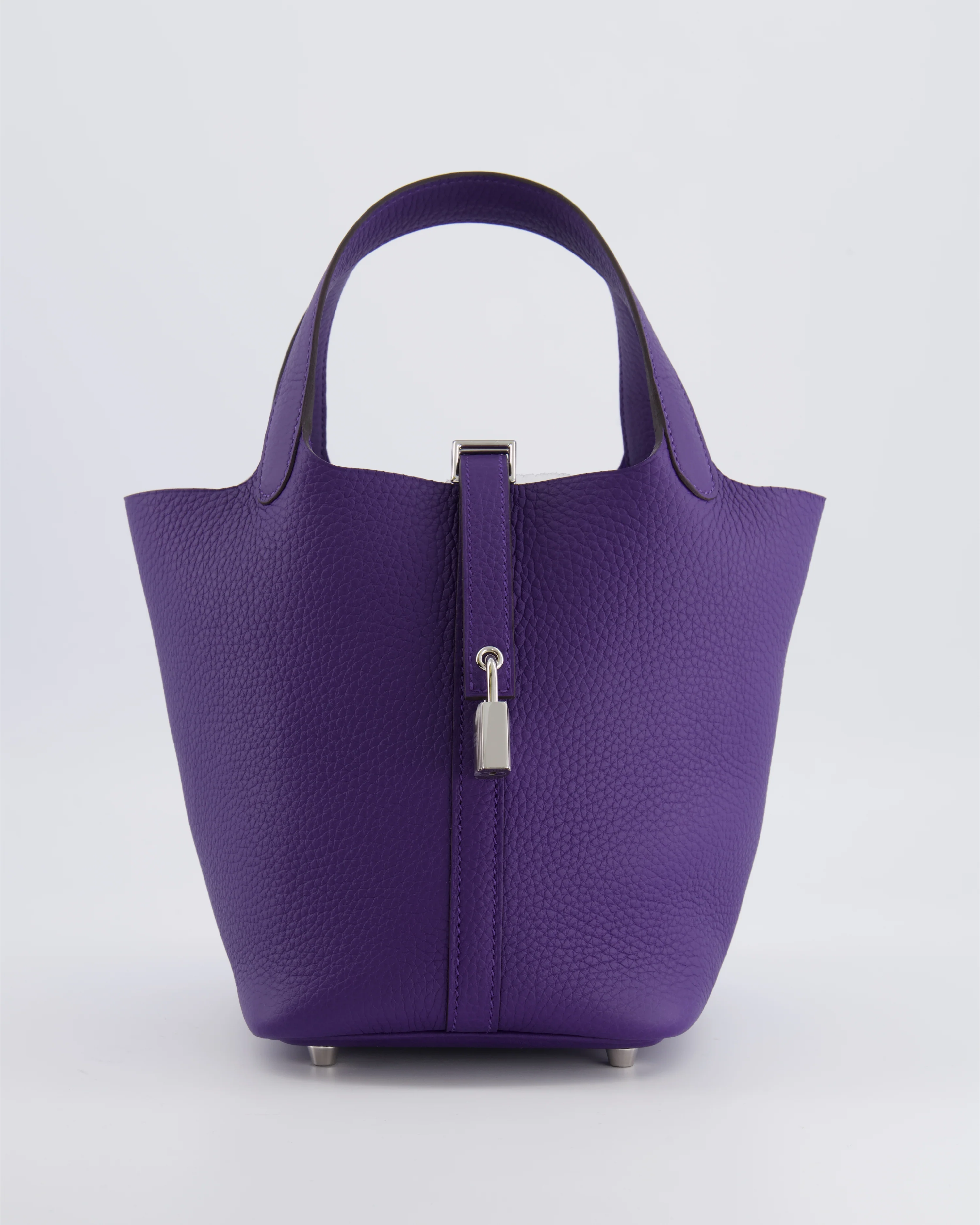 Hermès Picotin Lock 18 Bag in Purple Clemence Leather with Palladium Hardware