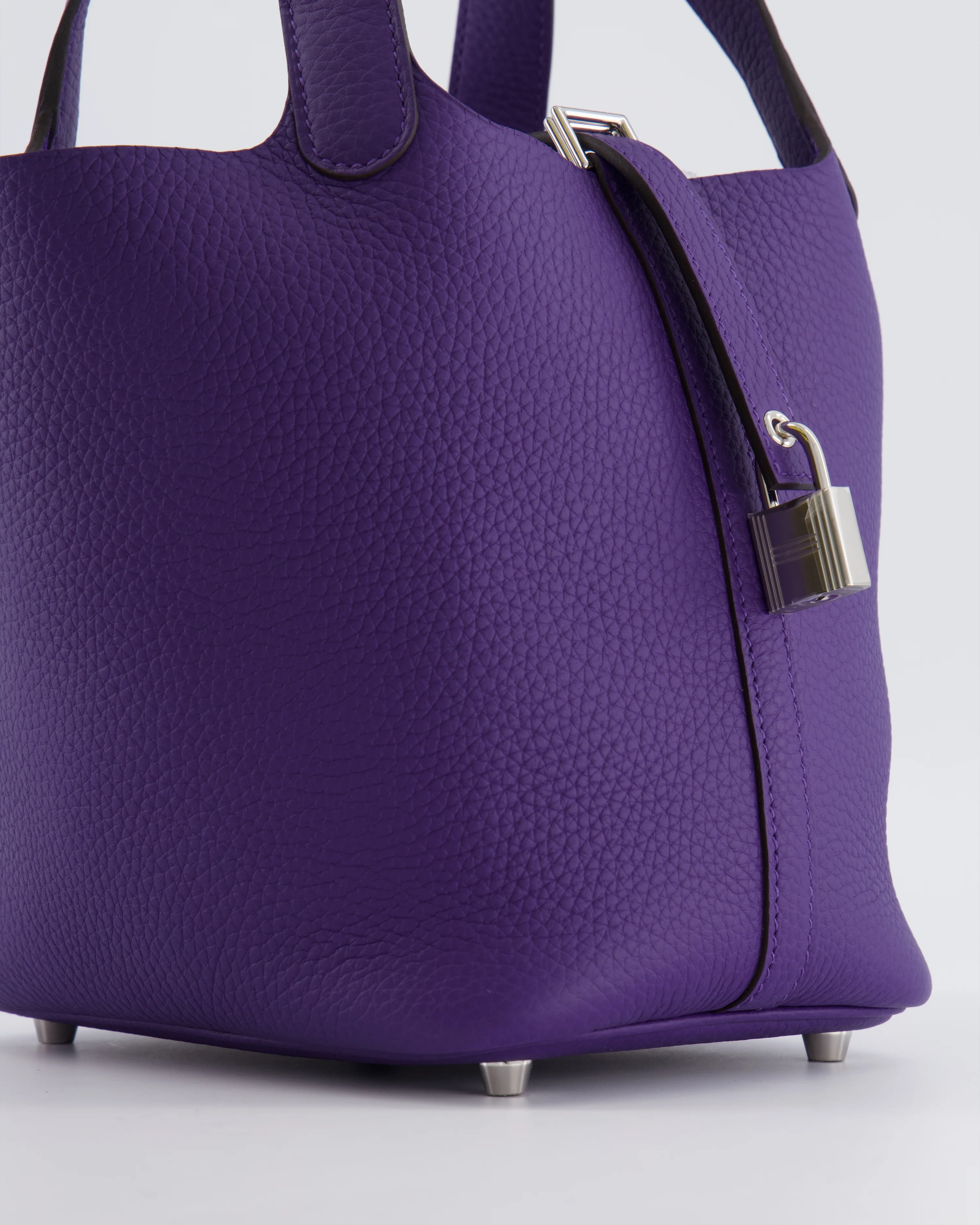Hermès Picotin Lock 18 Bag in Purple Clemence Leather with Palladium Hardware - Image 10