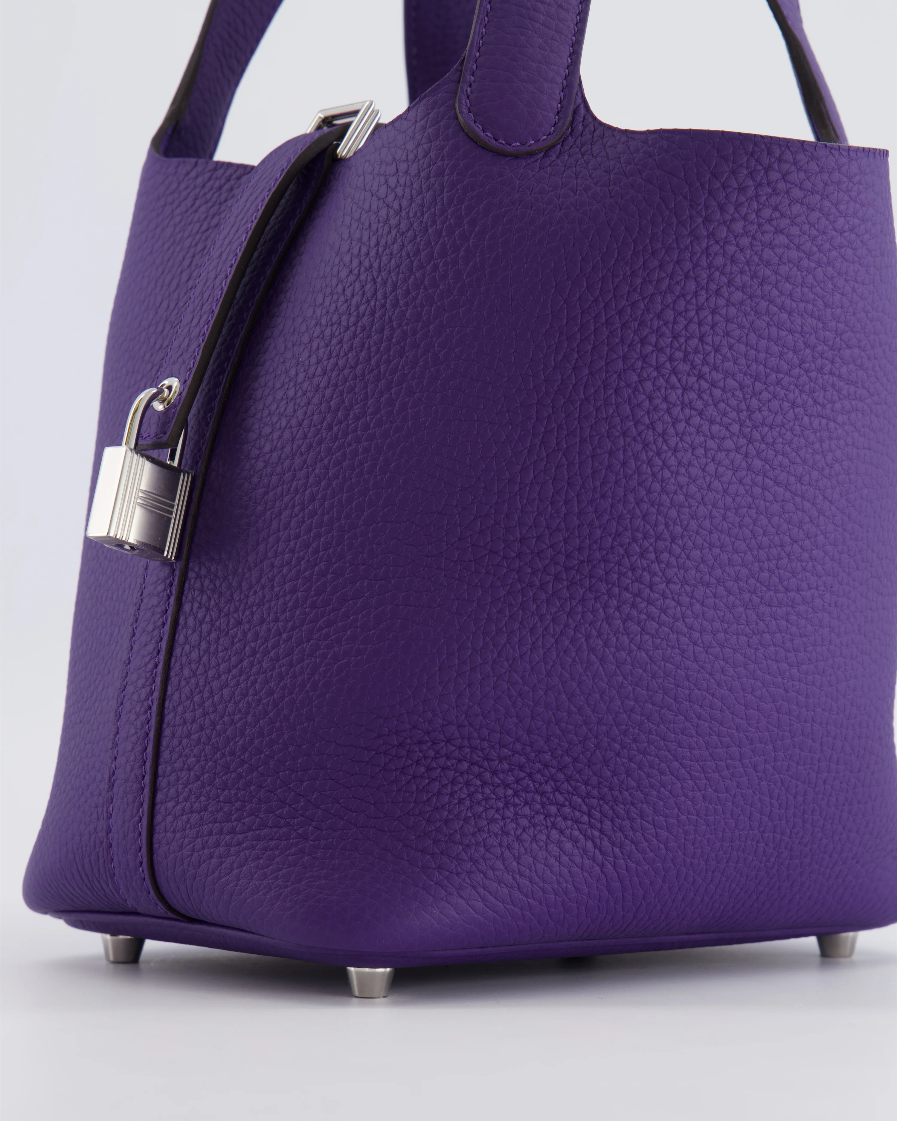 Hermès Picotin Lock 18 Bag in Purple Clemence Leather with Palladium Hardware - Image 11