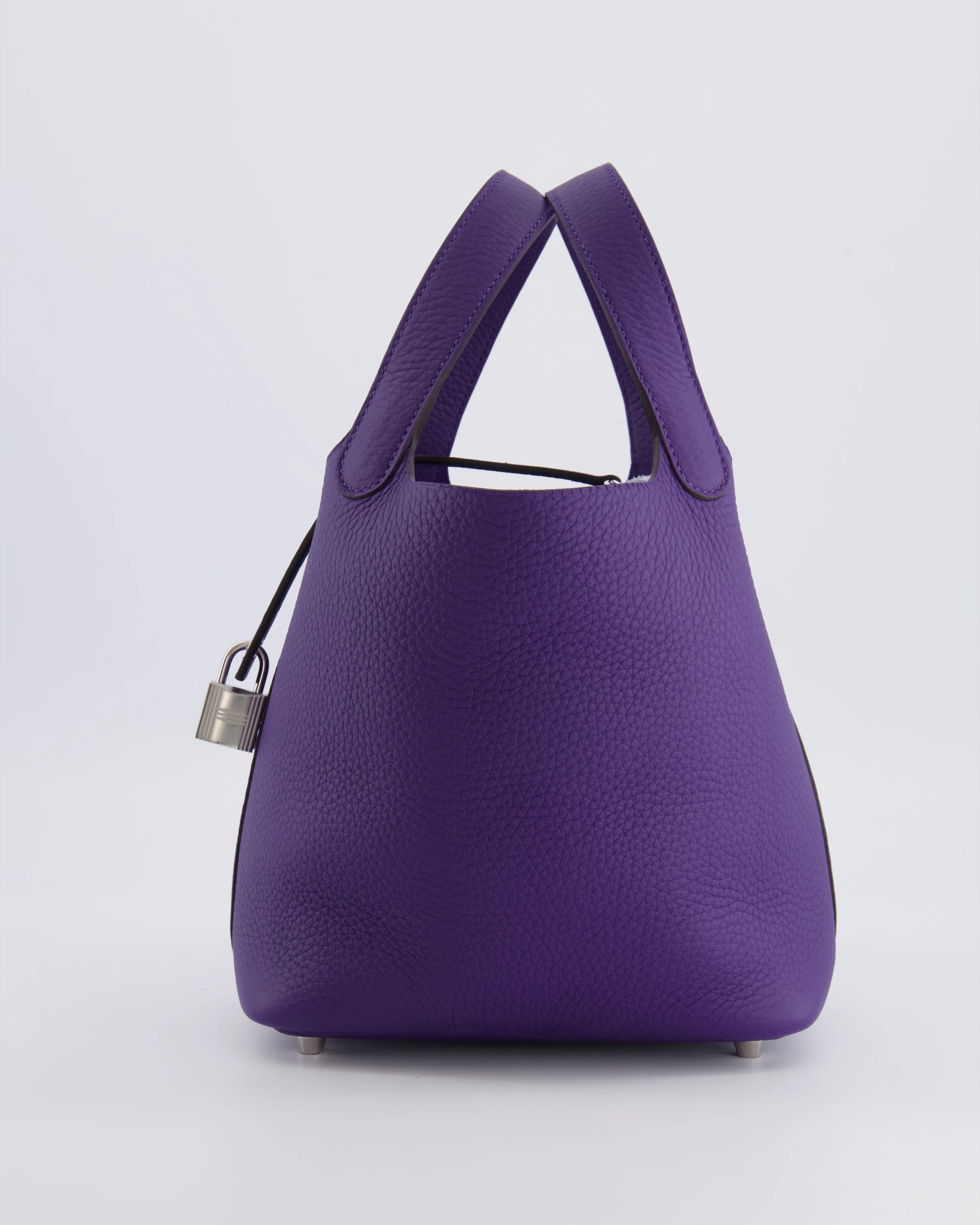 Hermès Picotin Lock 18 Bag in Purple Clemence Leather with Palladium Hardware - Image 5
