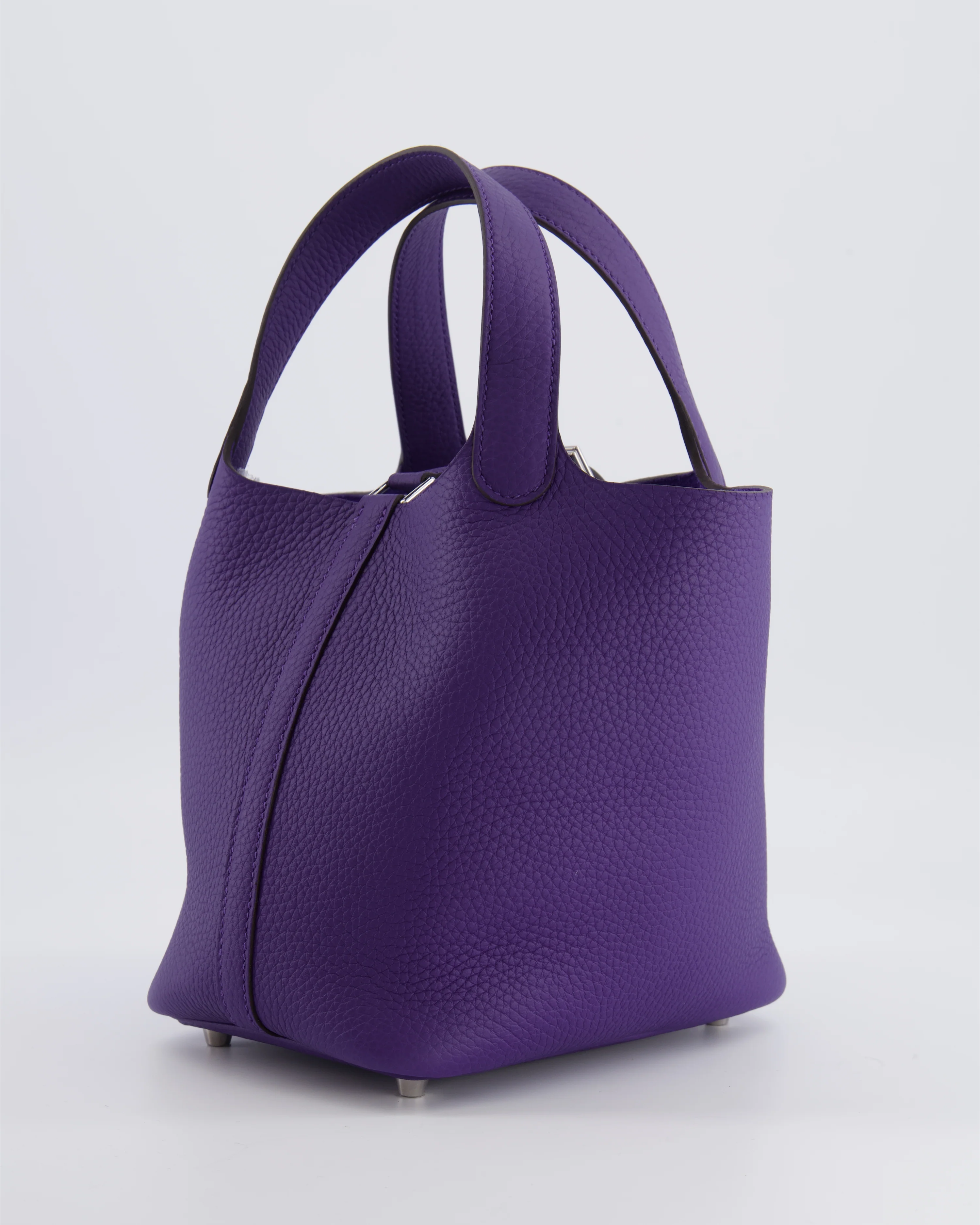 Hermès Picotin Lock 18 Bag in Purple Clemence Leather with Palladium Hardware - Image 6