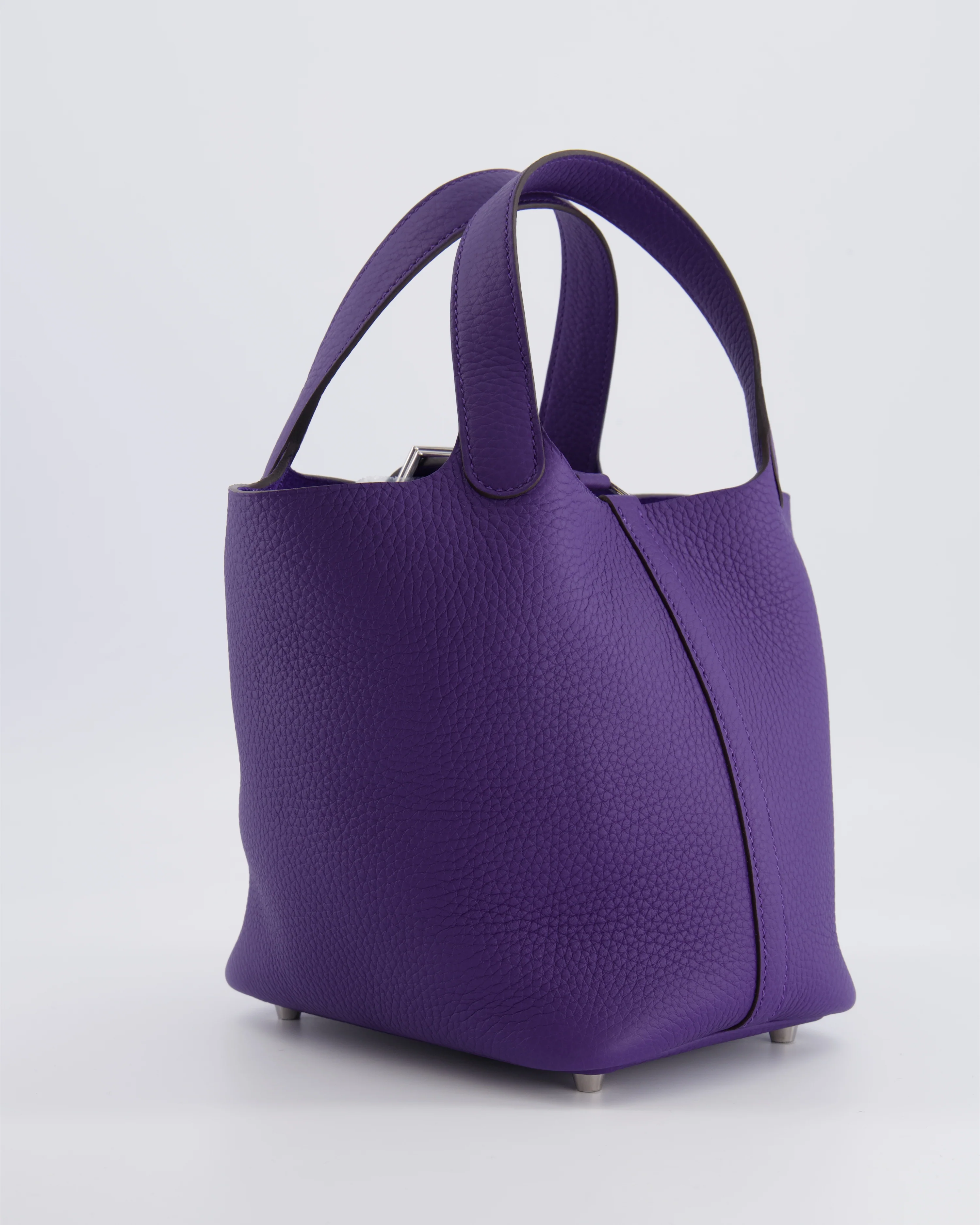 Hermès Picotin Lock 18 Bag in Purple Clemence Leather with Palladium Hardware - Image 7