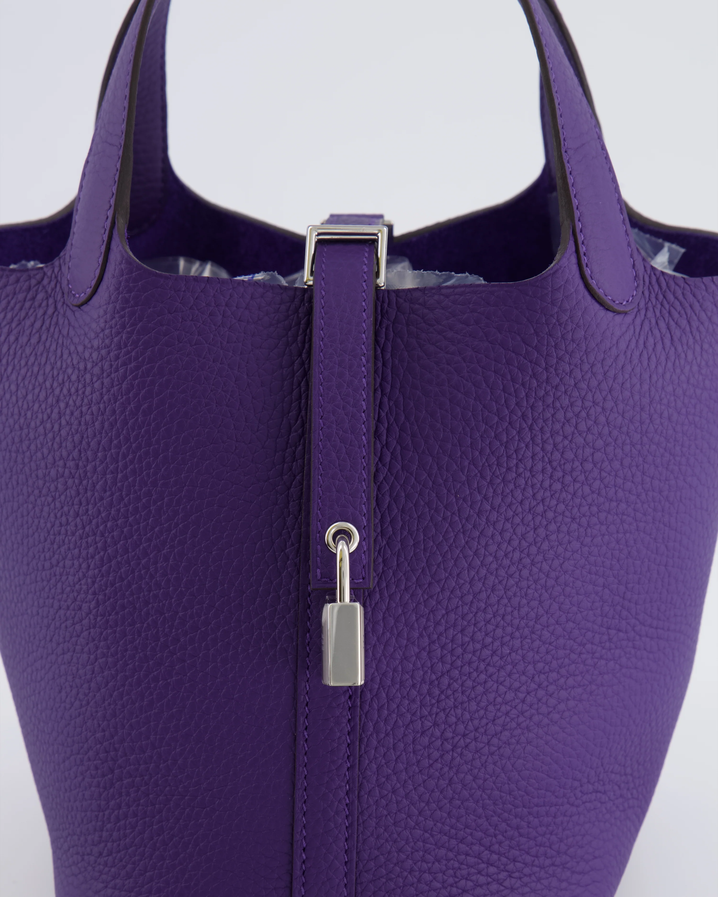 Hermès Picotin Lock 18 Bag in Purple Clemence Leather with Palladium Hardware - Image 9