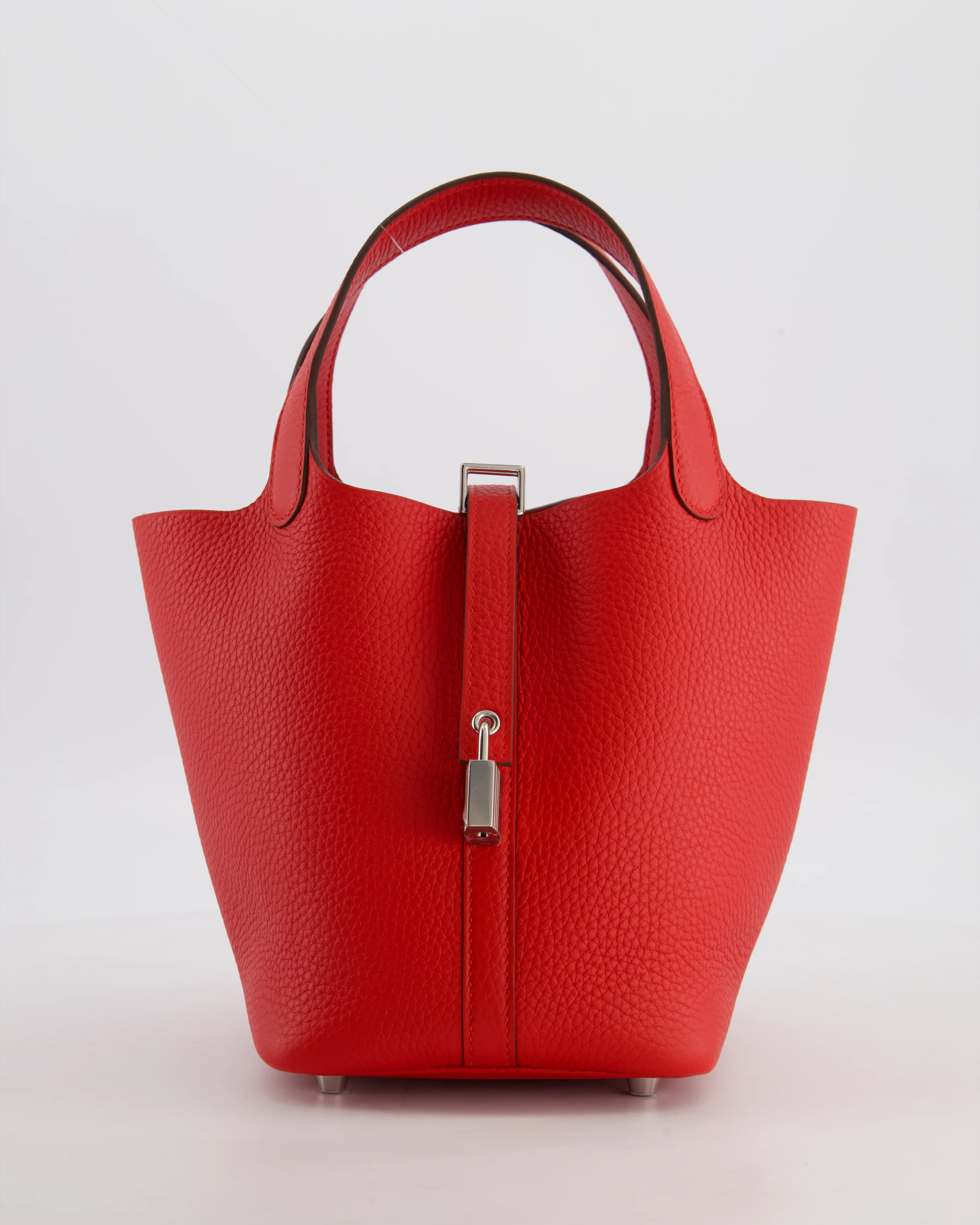 Hermès Picotin Lock 18 Bag in Rouge Radieux Clemence Leather with Palladium Hardware