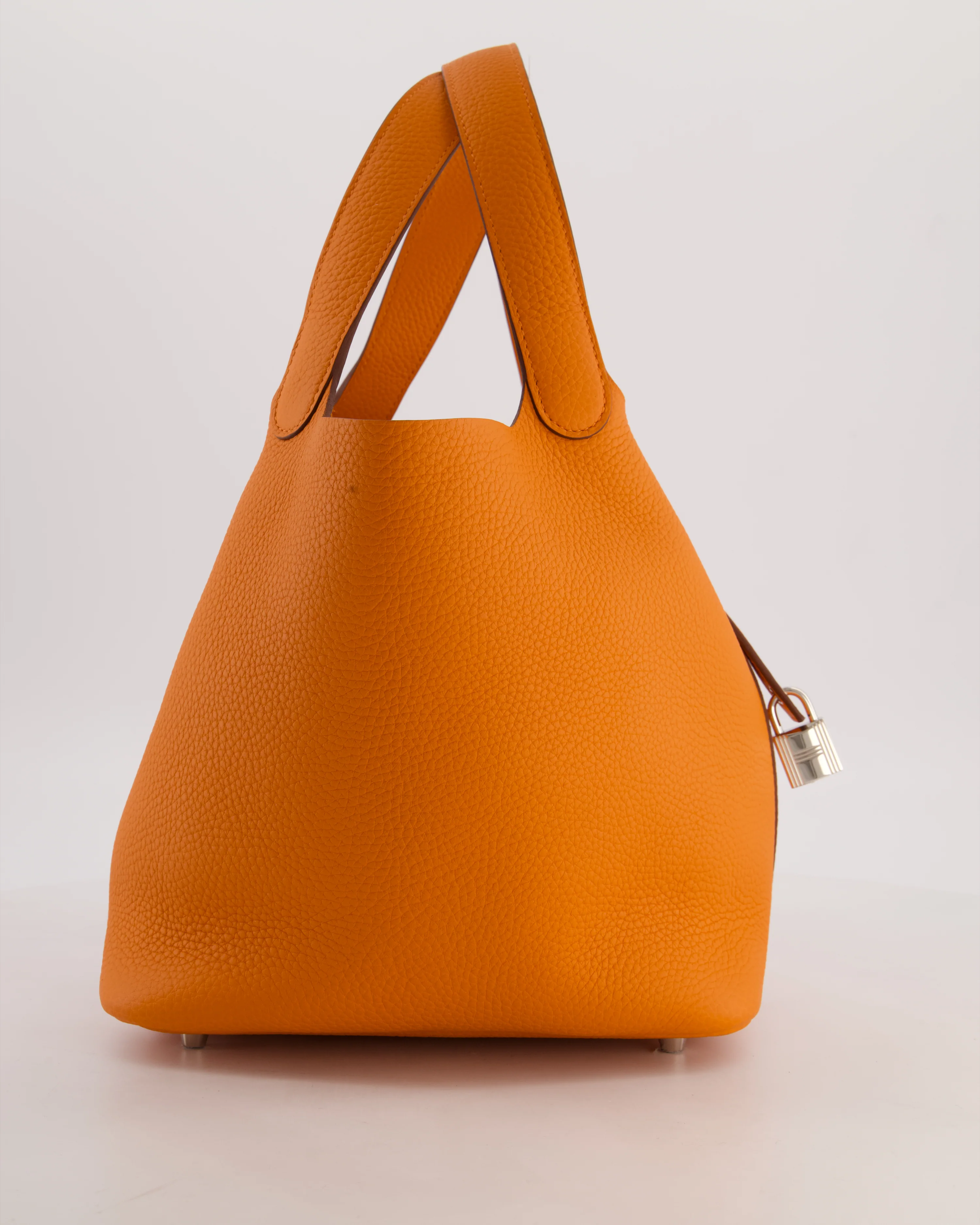 Hermès Picotin Lock 22 Bag in Orange Taurillon Clemence Leather with Palladium Hardware - Image 3