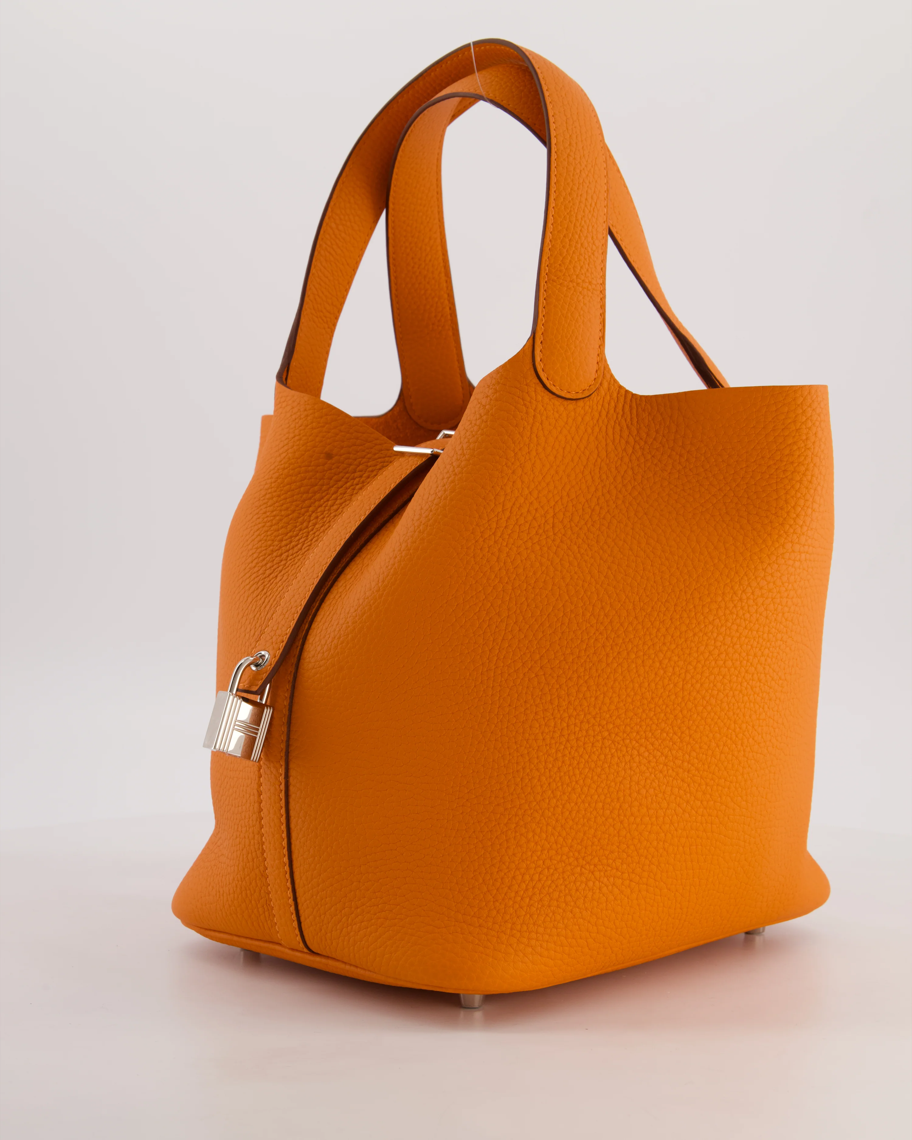 Hermès Picotin Lock 22 Bag in Orange Taurillon Clemence Leather with Palladium Hardware - Image 8