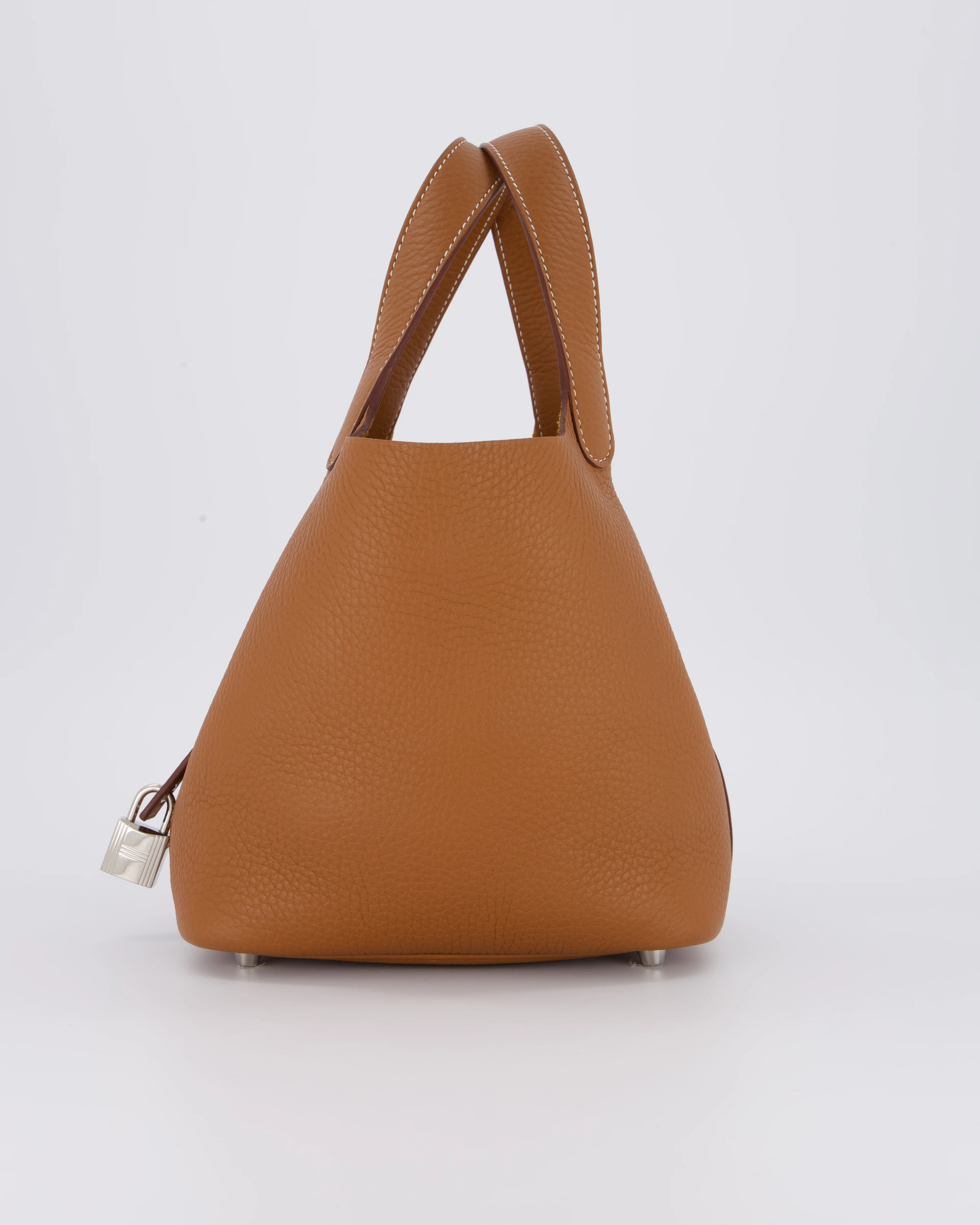 Hermès Picotin 18 Lock Bag in Gold Taurillon Clemence Leather with Palladium Hardware - Image 7
