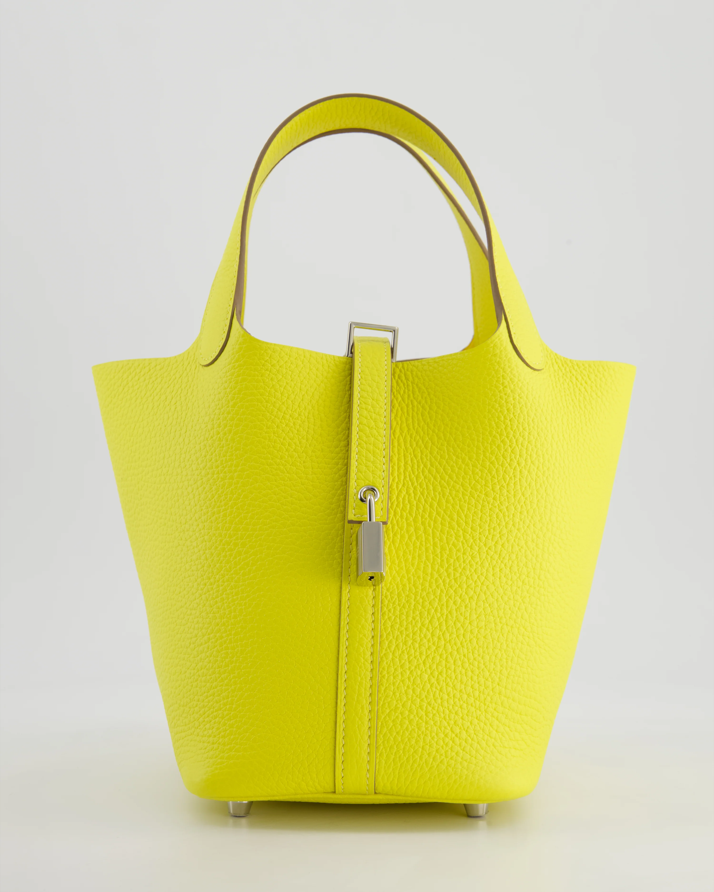 Hermès Picotin Lock Bag 18cm in Lime Clemence Leather with Palladium Hardware