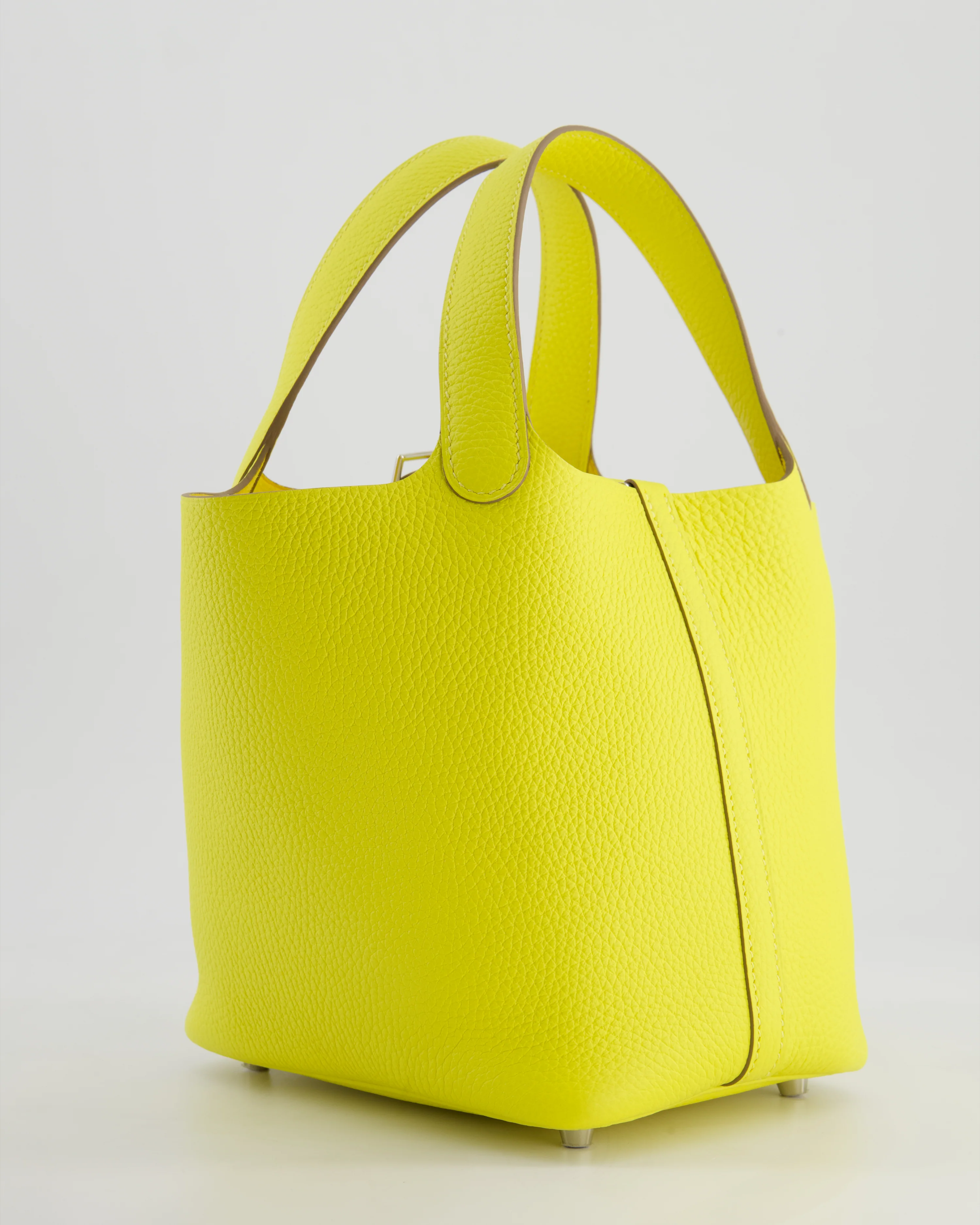 Hermès Picotin Lock Bag 18cm in Lime Clemence Leather with Palladium Hardware - Image 7
