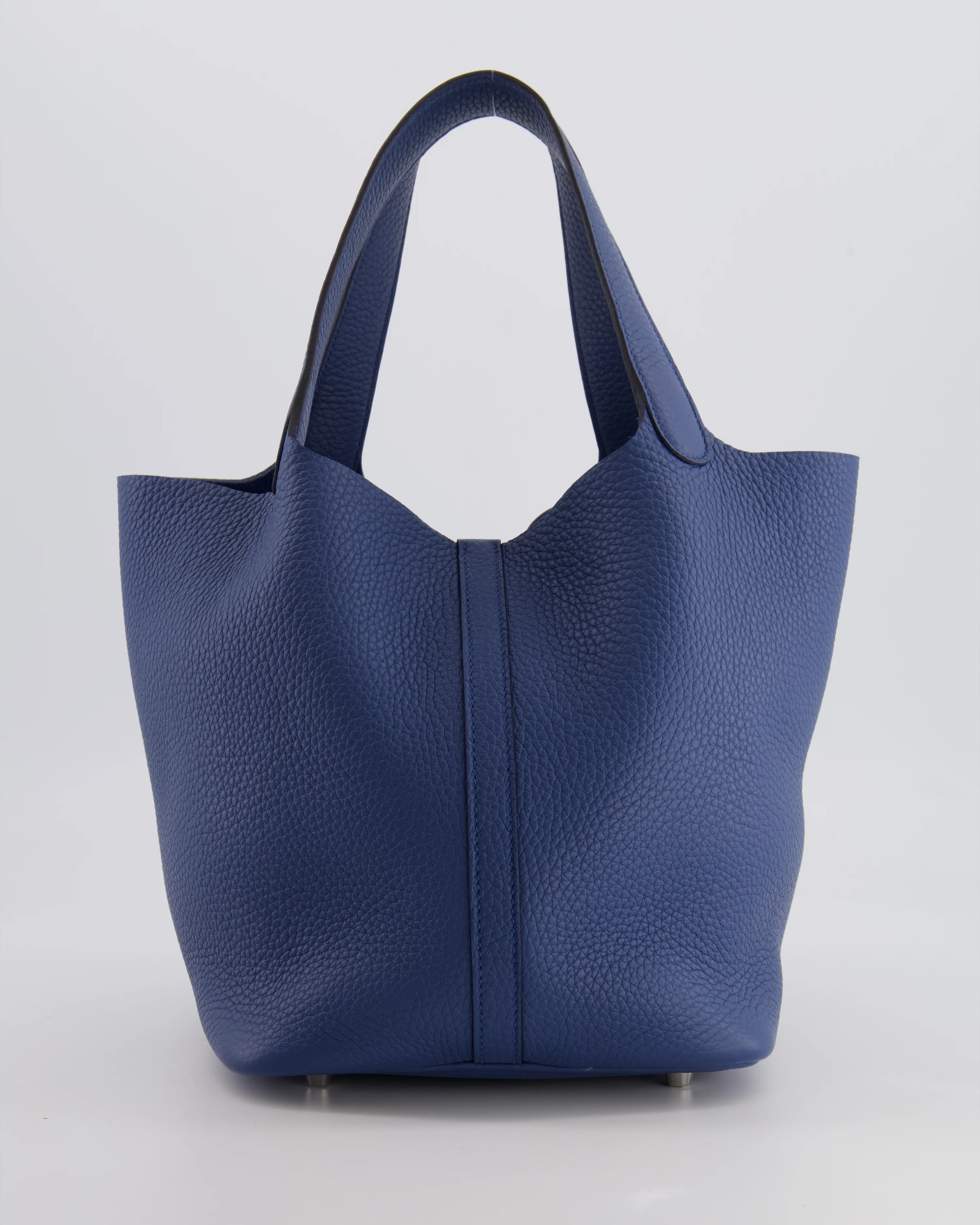 Hermes Picotin Lock Bag 22 in Blue Tie Clemence Leather with Palladium Hardware - Image 4