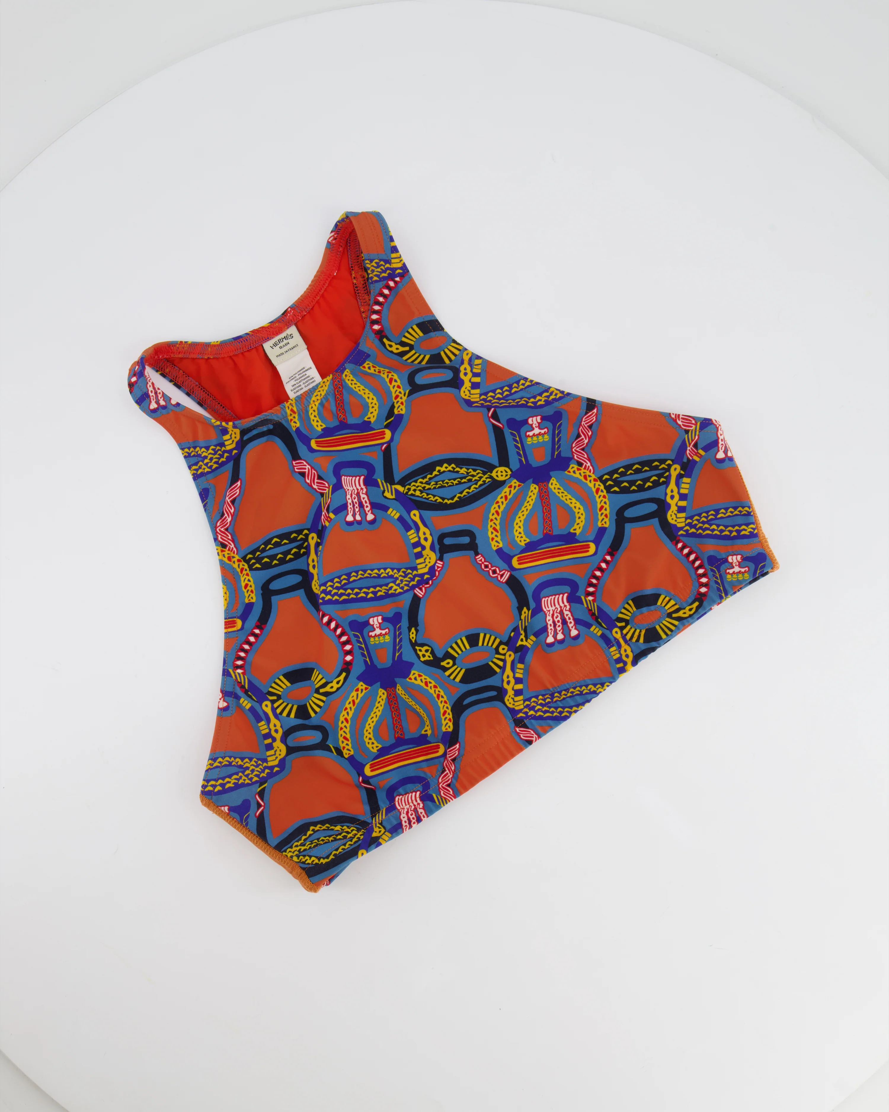 Hermes Orange & Multicolour Printed Cropped Top & Capri Trousers Bath/Gym Set Size FR 36 (UK 8) - Image 10