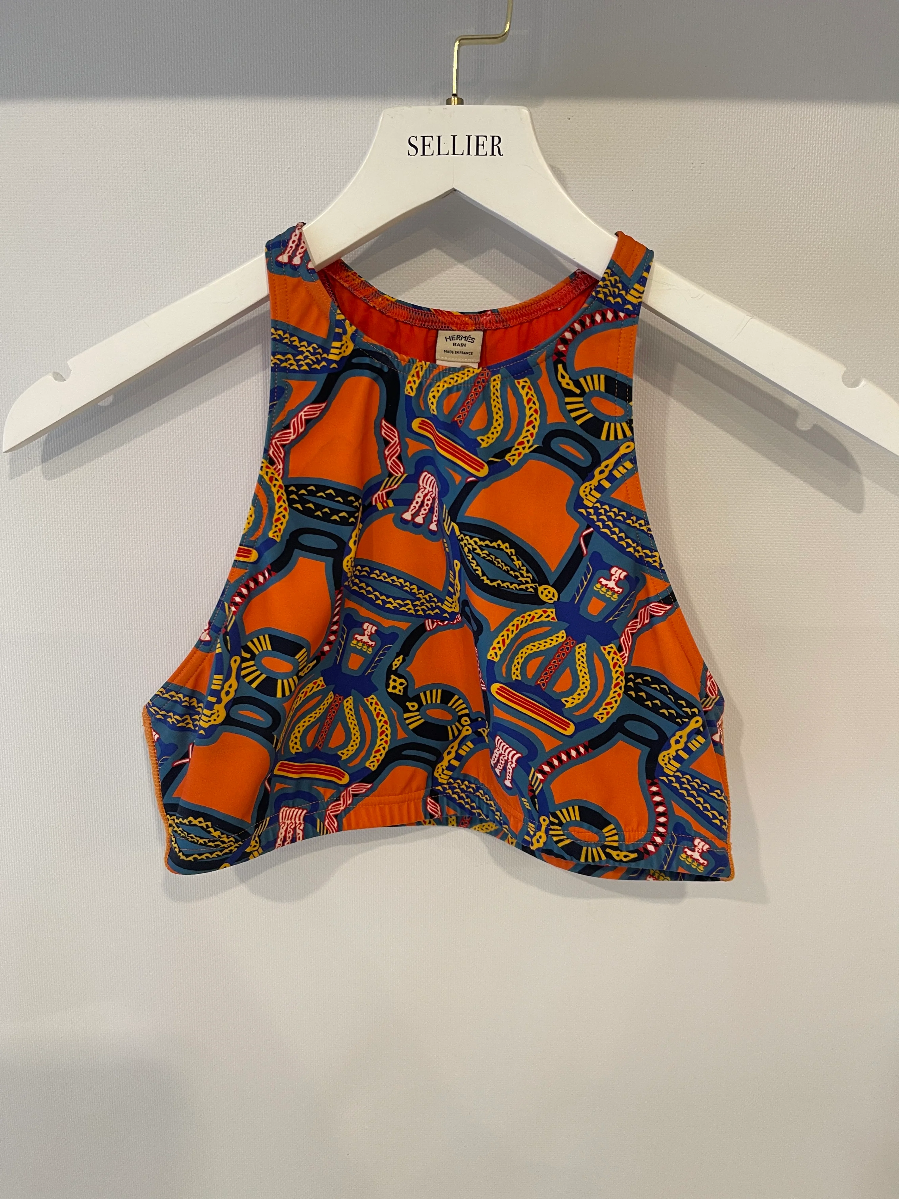 Hermes Orange & Multicolour Printed Cropped Top & Capri Trousers Bath/Gym Set Size FR 36 (UK 8) - Image 16