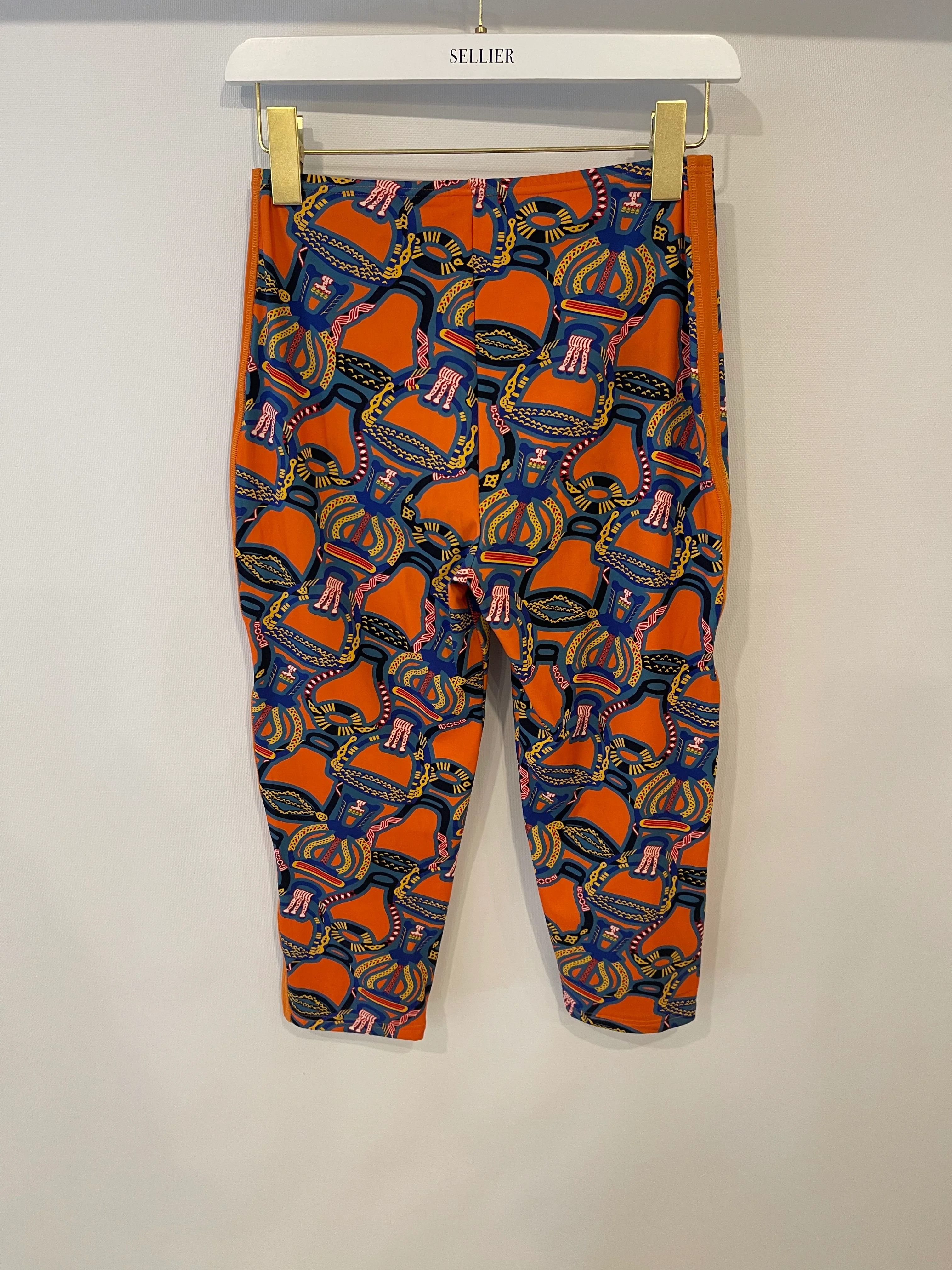 Hermes Orange & Multicolour Printed Cropped Top & Capri Trousers Bath/Gym Set Size FR 36 (UK 8) - Image 20