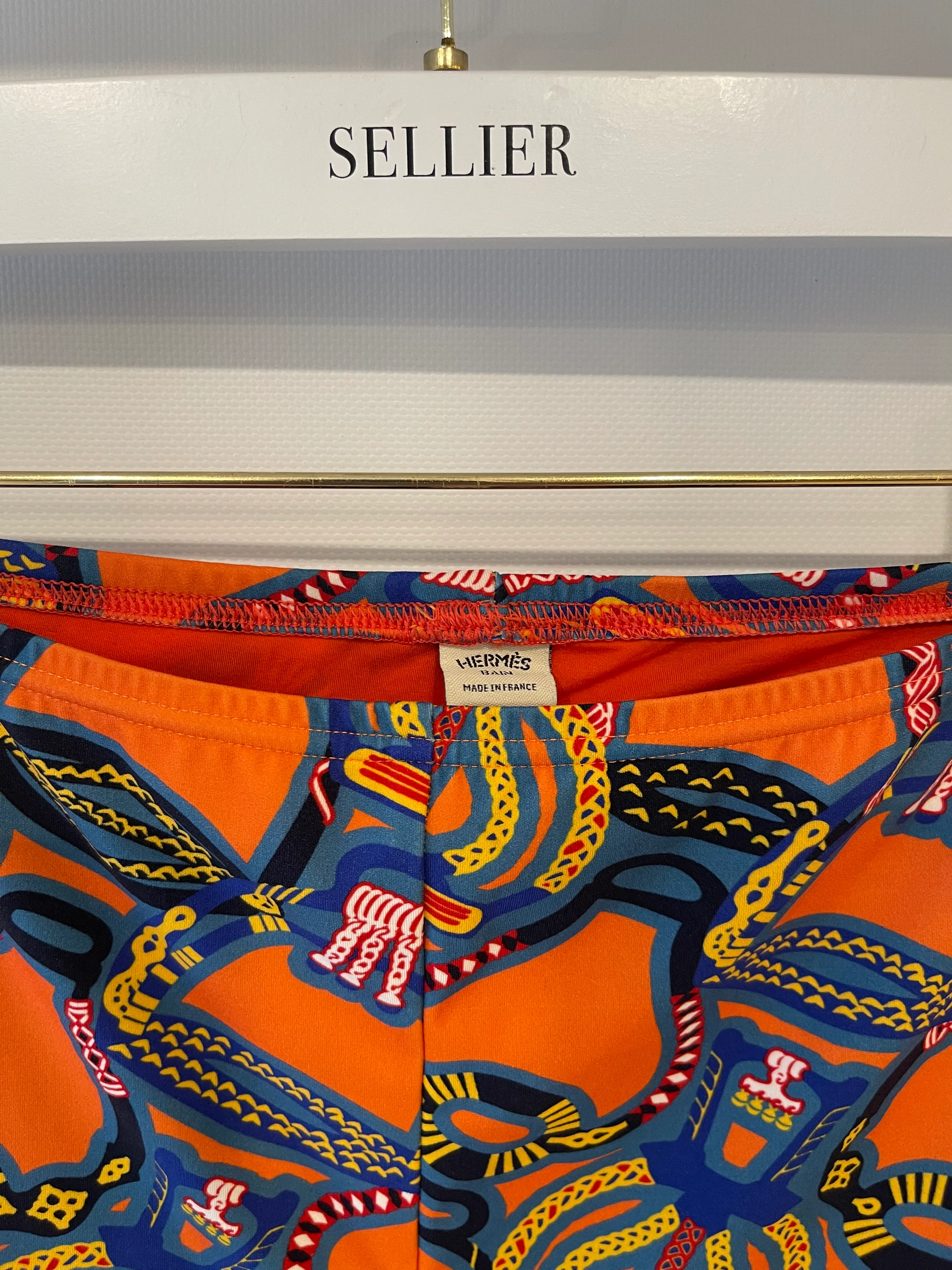 Hermes Orange & Multicolour Printed Cropped Top & Capri Trousers Bath/Gym Set Size FR 36 (UK 8) - Image 21
