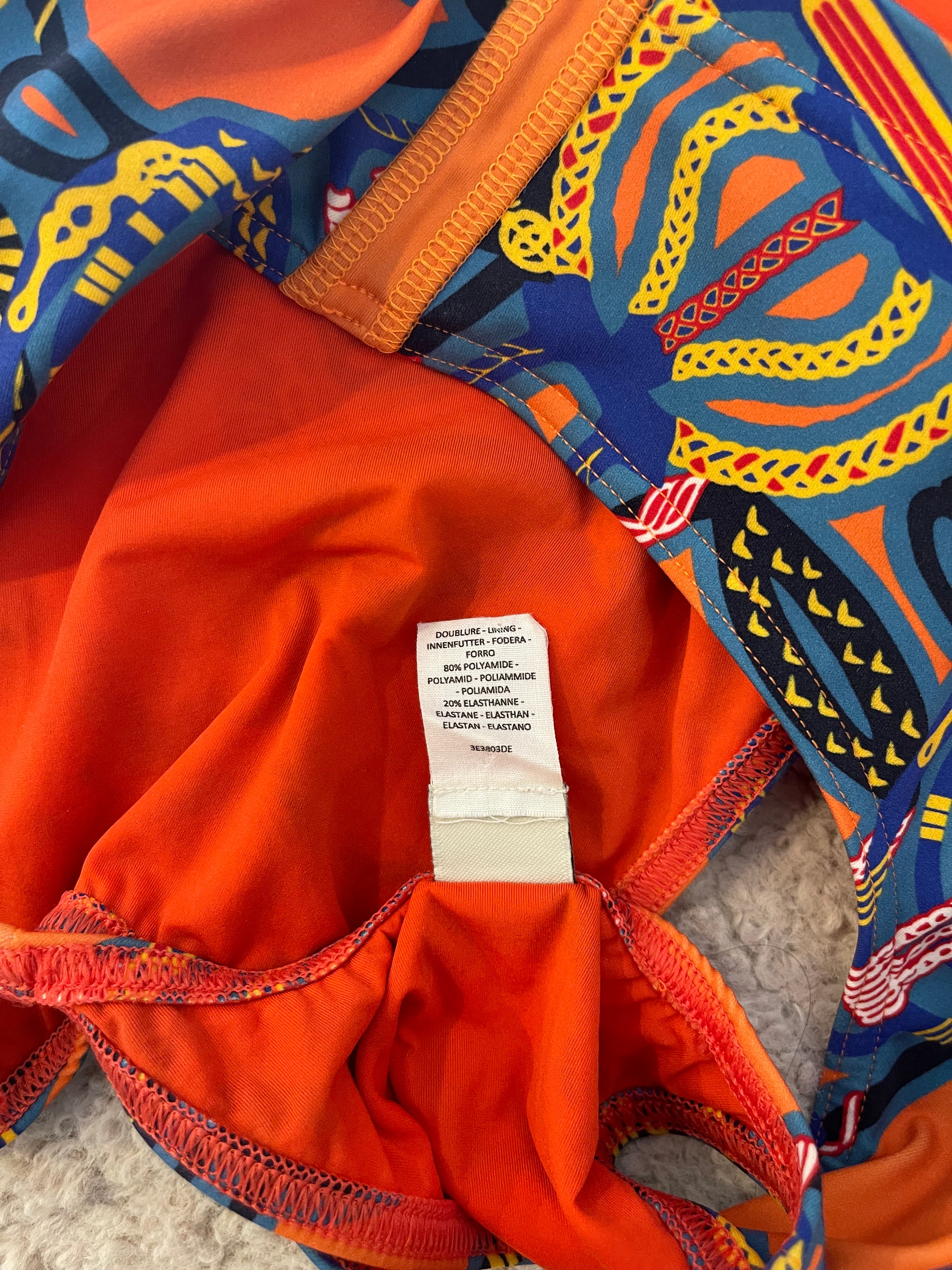 Hermes Orange & Multicolour Printed Cropped Top & Capri Trousers Bath/Gym Set Size FR 36 (UK 8) - Image 23