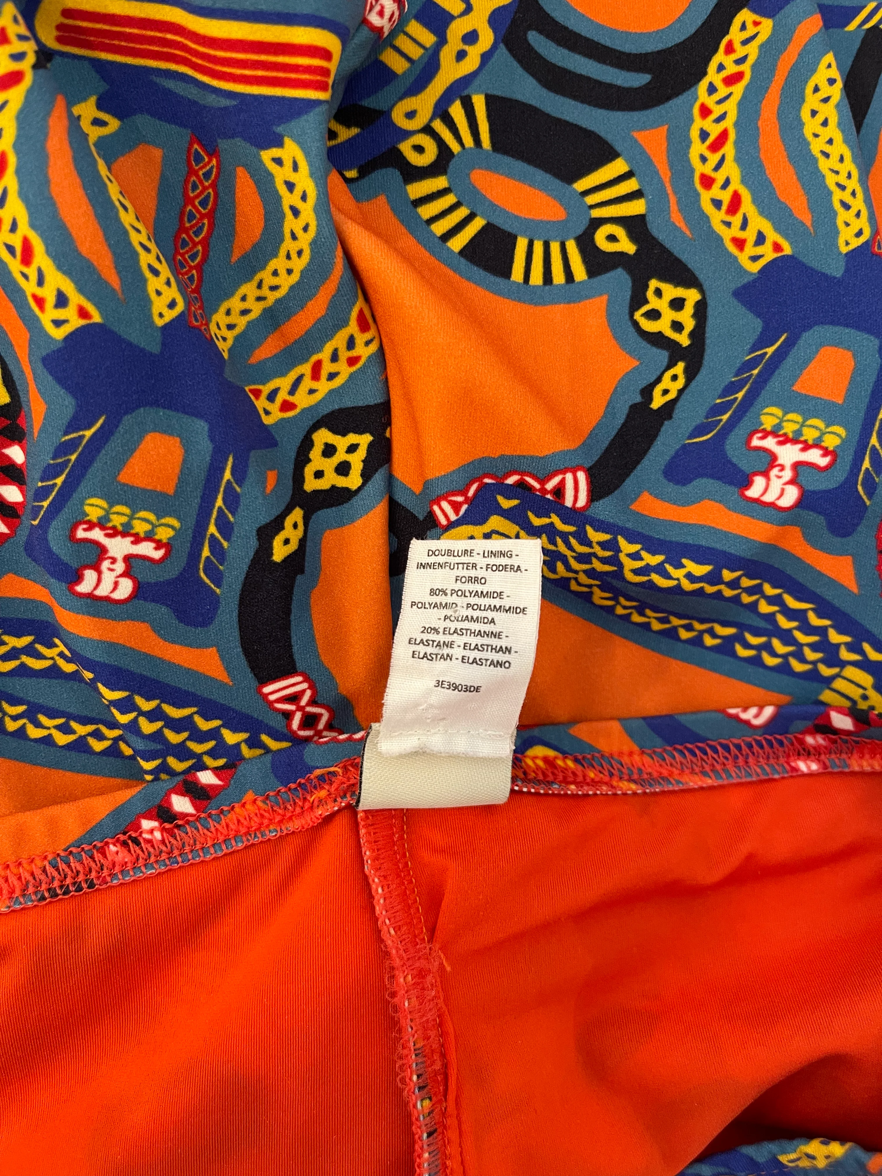 Hermes Orange & Multicolour Printed Cropped Top & Capri Trousers Bath/Gym Set Size FR 36 (UK 8) - Image 24