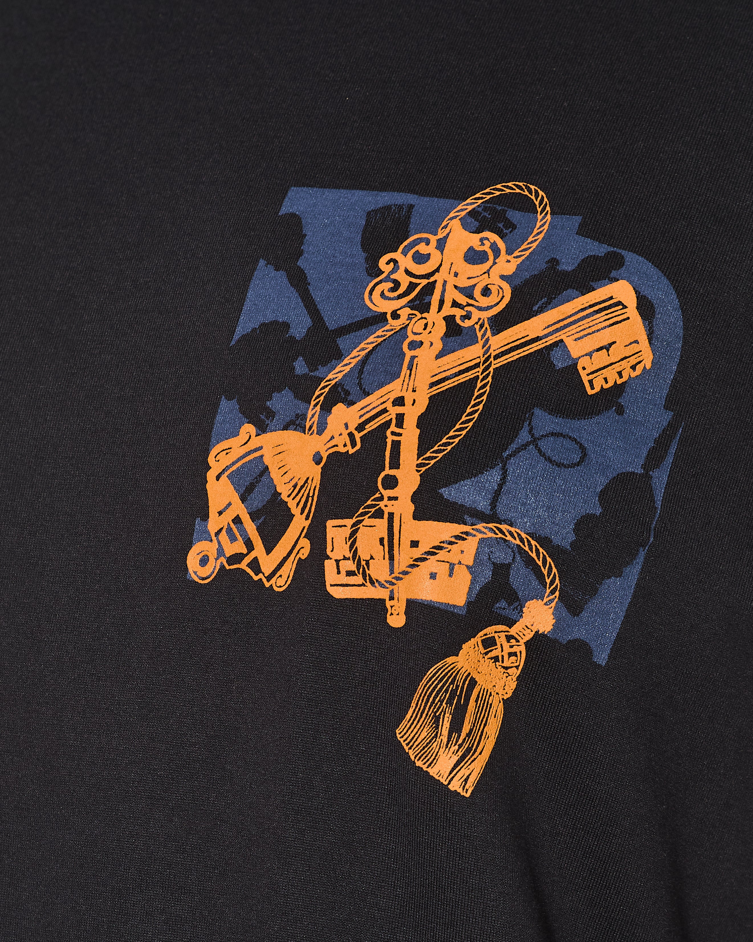 Hermes T-Shirt in Bleu Noir with "Les Clefs" Print in Size FR 38 (UK 10) - Image 2