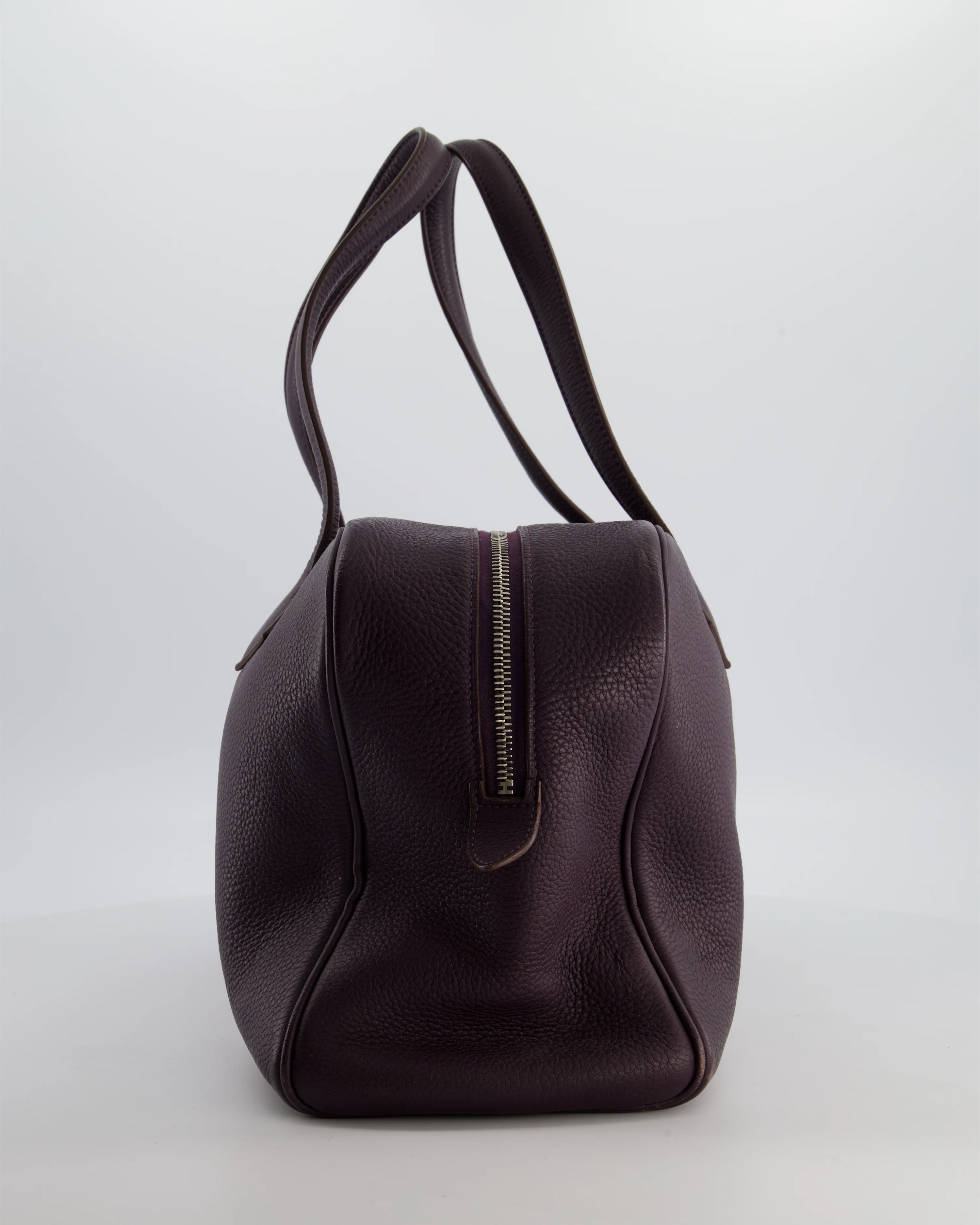Hermès Victoria II 35cm Bag in Raisin Clemence Leather with Palladium Hardware - Image 14