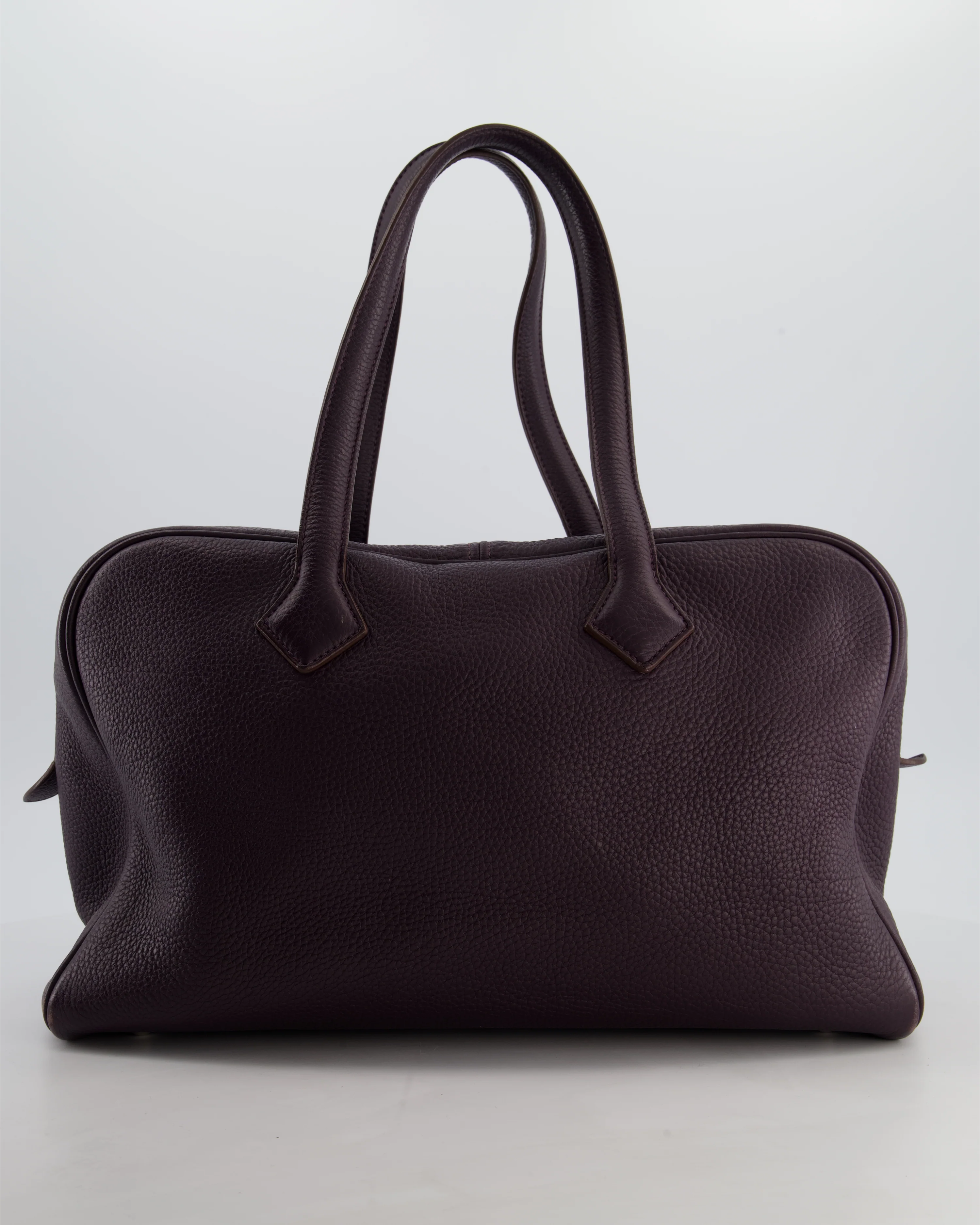 Hermès Victoria II 35cm Bag in Raisin Clemence Leather with Palladium Hardware - Image 5