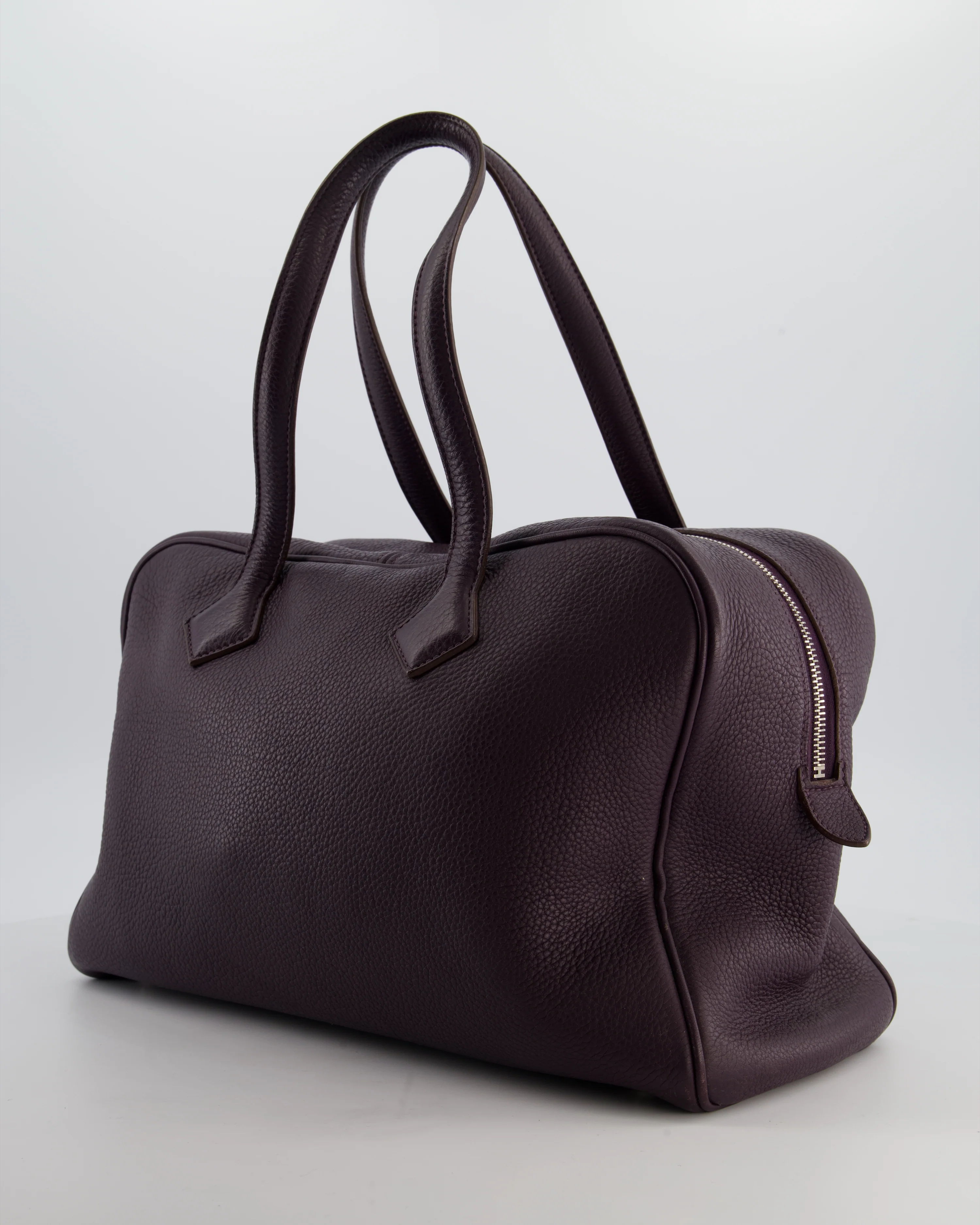 Hermès Victoria II 35cm Bag in Raisin Clemence Leather with Palladium Hardware - Image 7