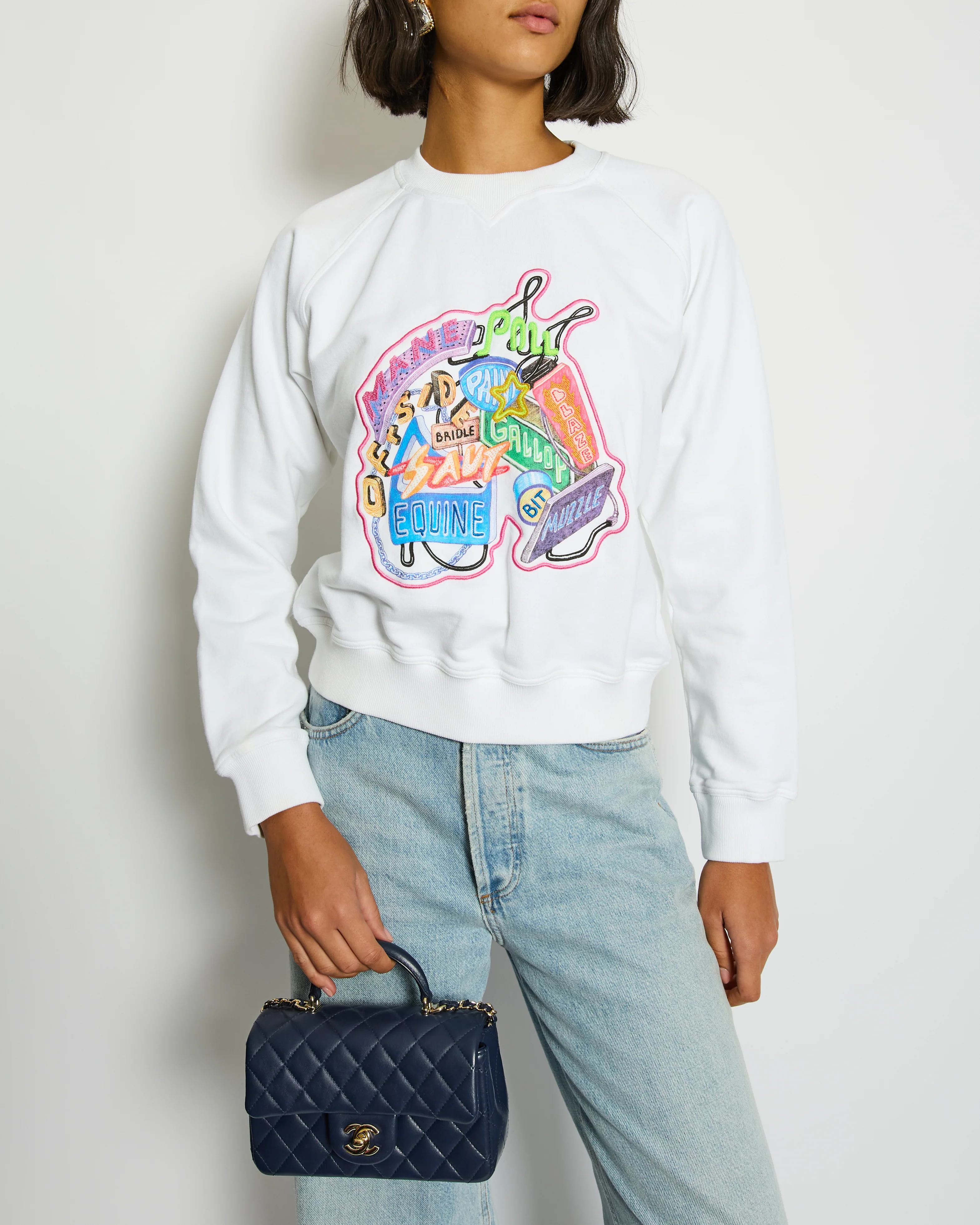 Hermès White "Chevaloscope" Embroidered Sweatshirt Size FR 38 (UK 10)