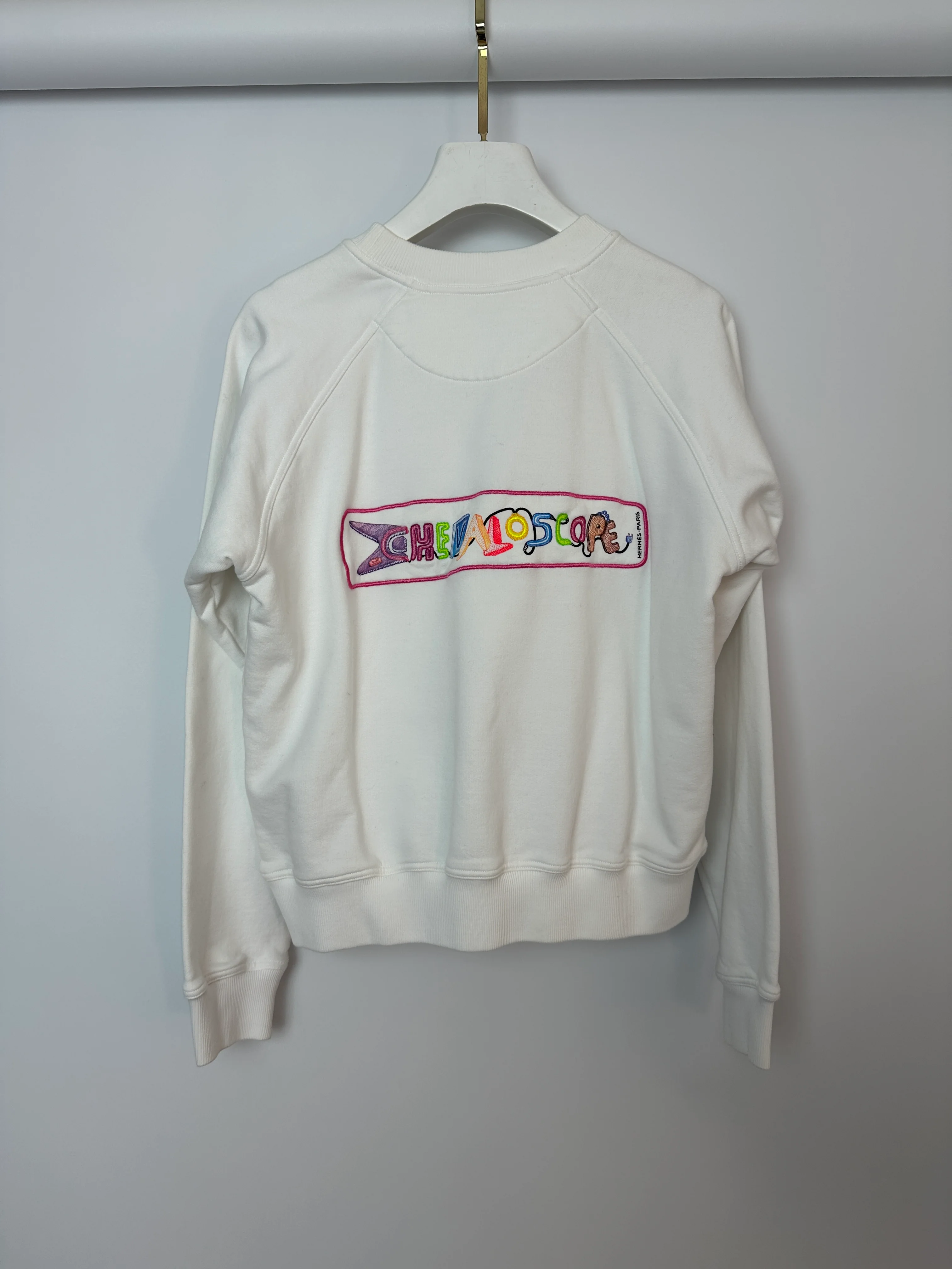 Hermès White "Chevaloscope" Embroidered Sweatshirt Size FR 38 (UK 10) - Image 10