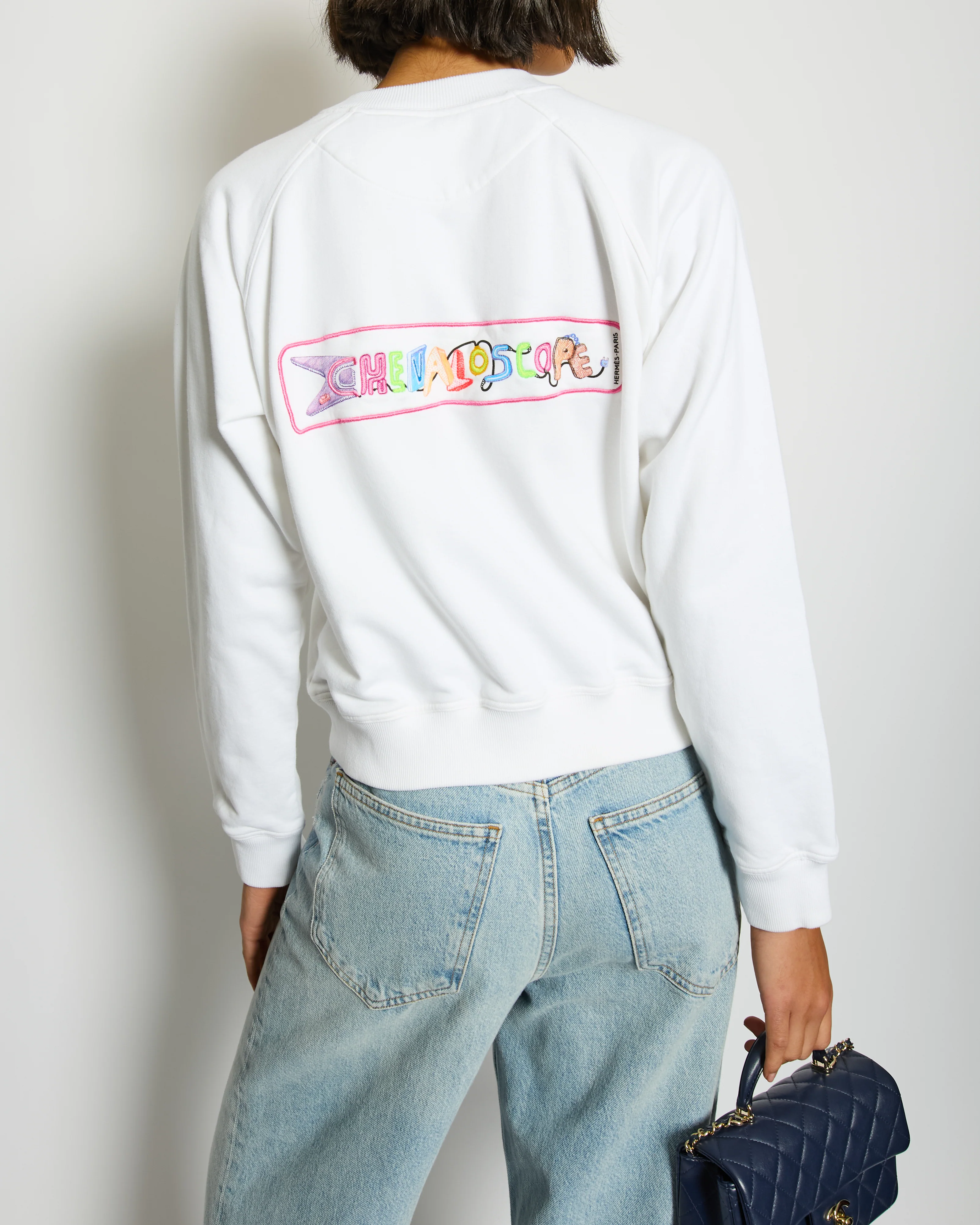 Hermès White "Chevaloscope" Embroidered Sweatshirt Size FR 38 (UK 10) - Image 2