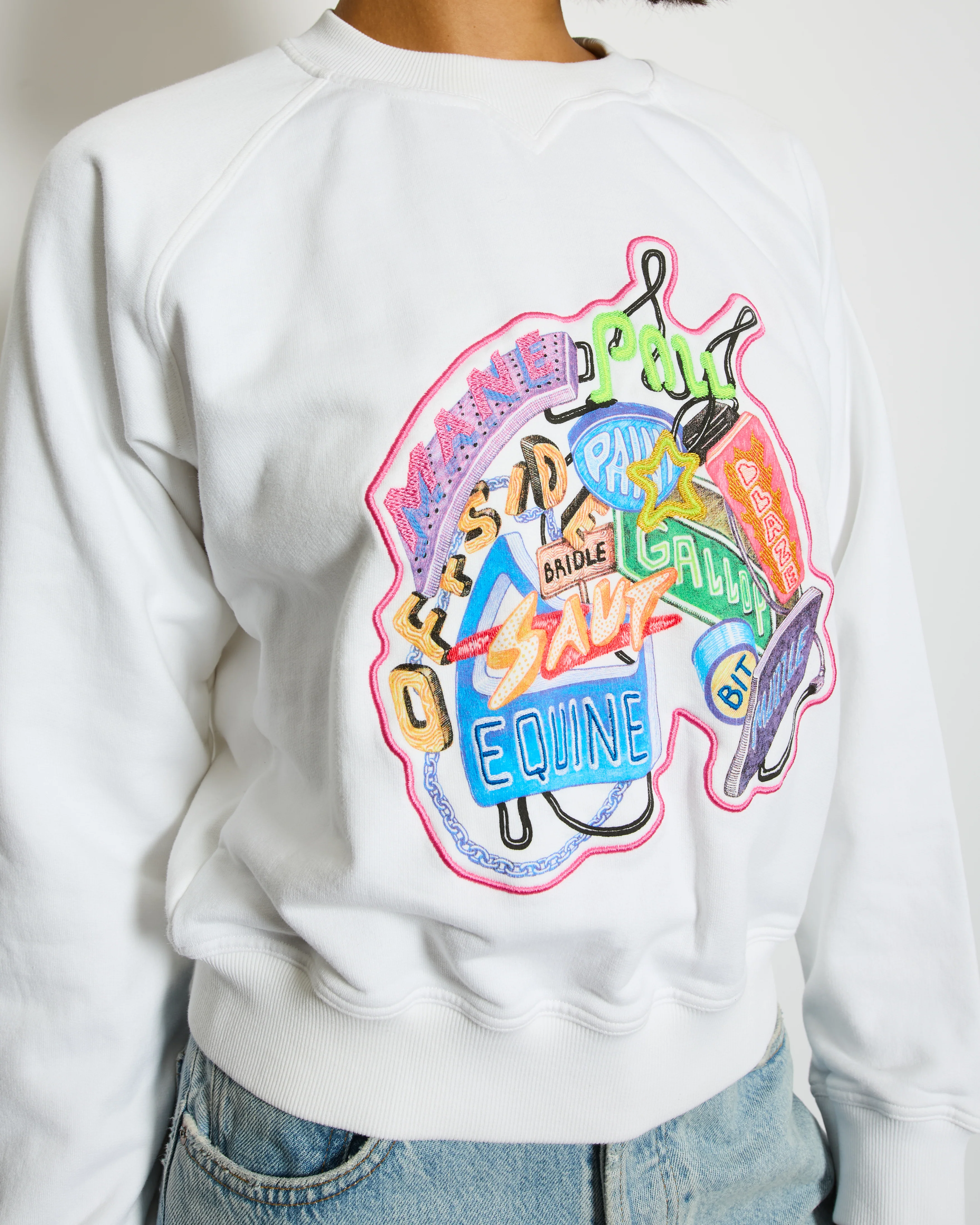 Hermès White "Chevaloscope" Embroidered Sweatshirt Size FR 38 (UK 10) - Image 3