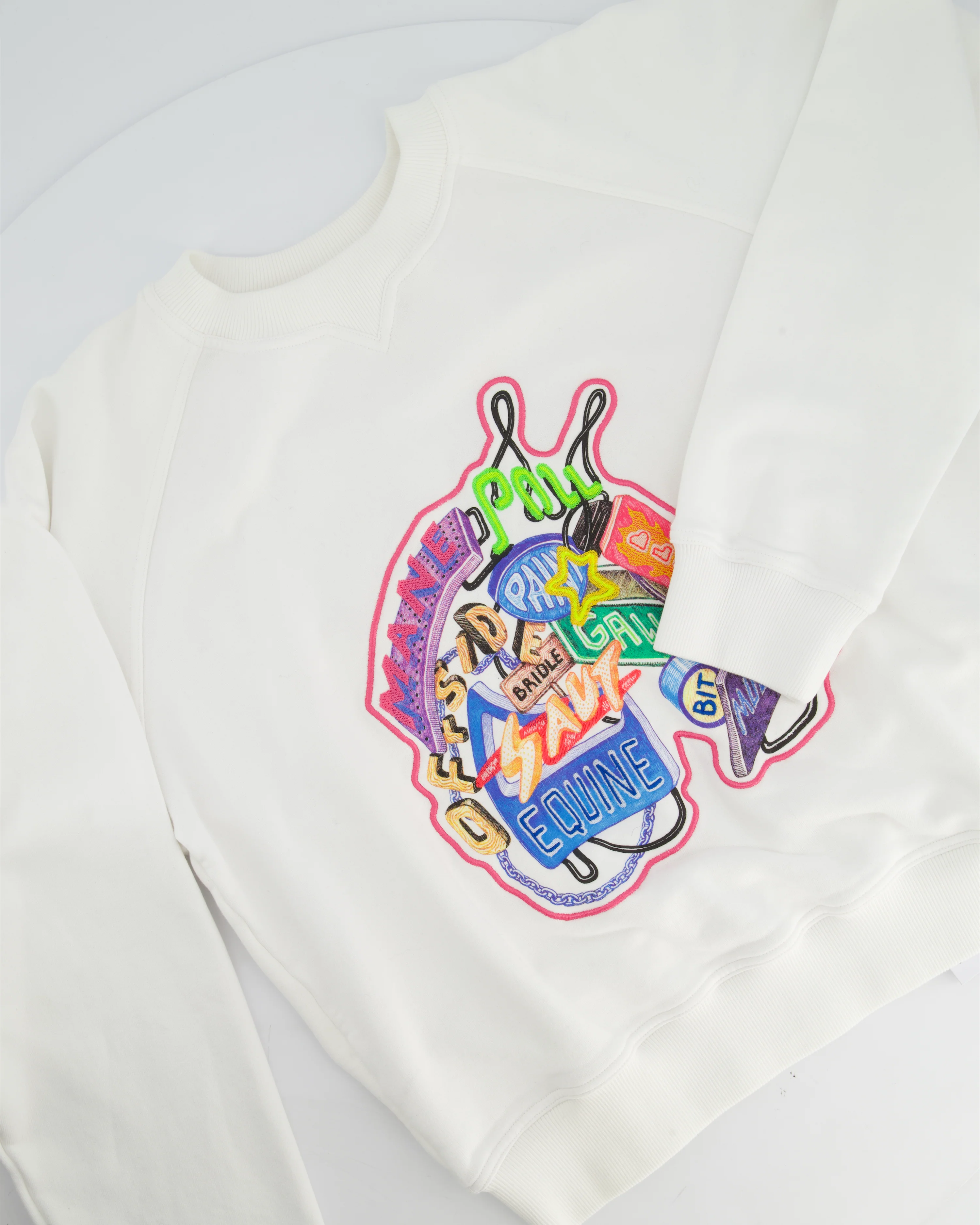 Hermès White "Chevaloscope" Embroidered Sweatshirt Size FR 38 (UK 10) - Image 5
