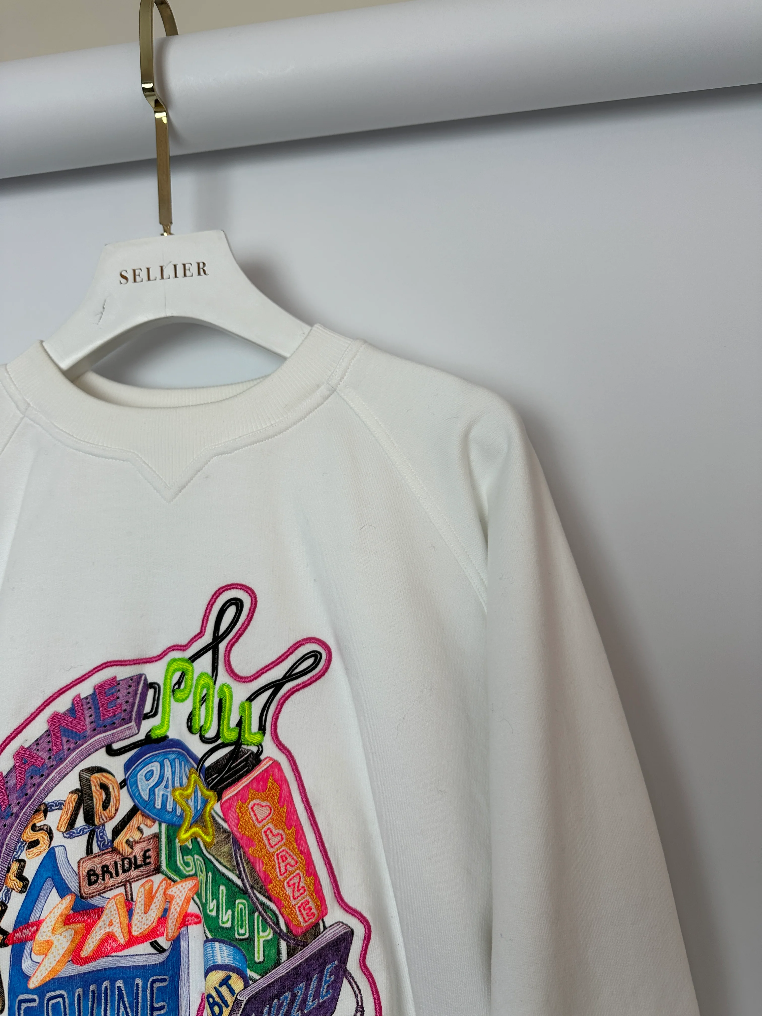 Hermès White "Chevaloscope" Embroidered Sweatshirt Size FR 38 (UK 10) - Image 9