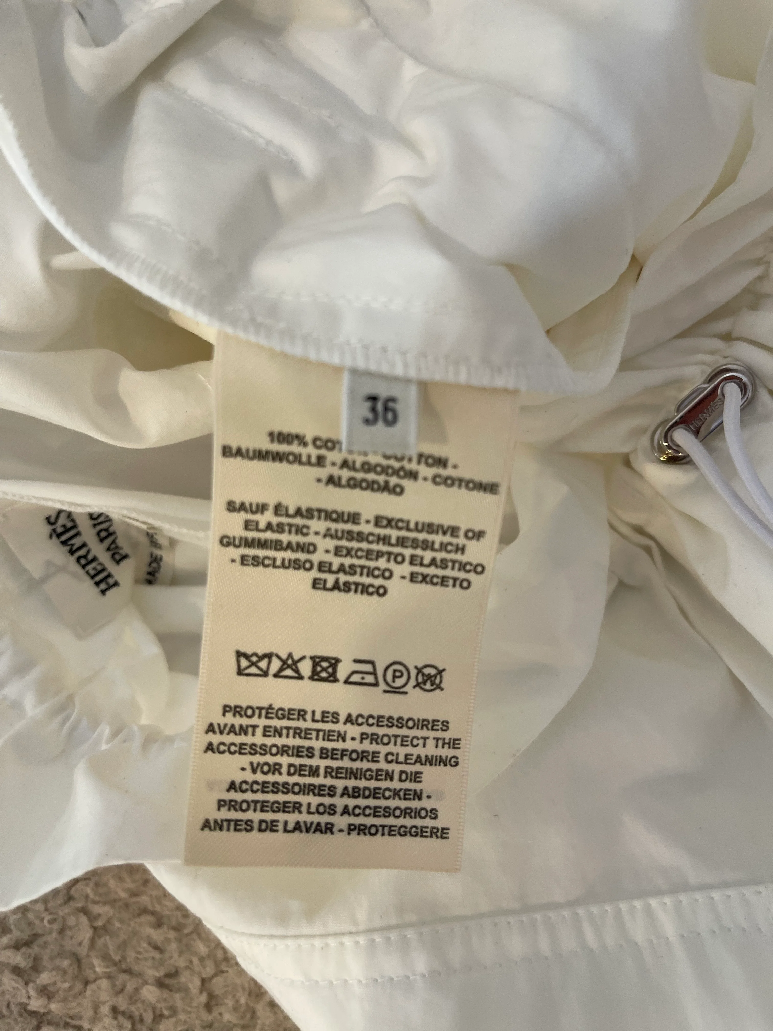 Hermès White Shorts With Ruched Waistband and Drawstring Detail Size FR 36 (UK 8) - Image 12
