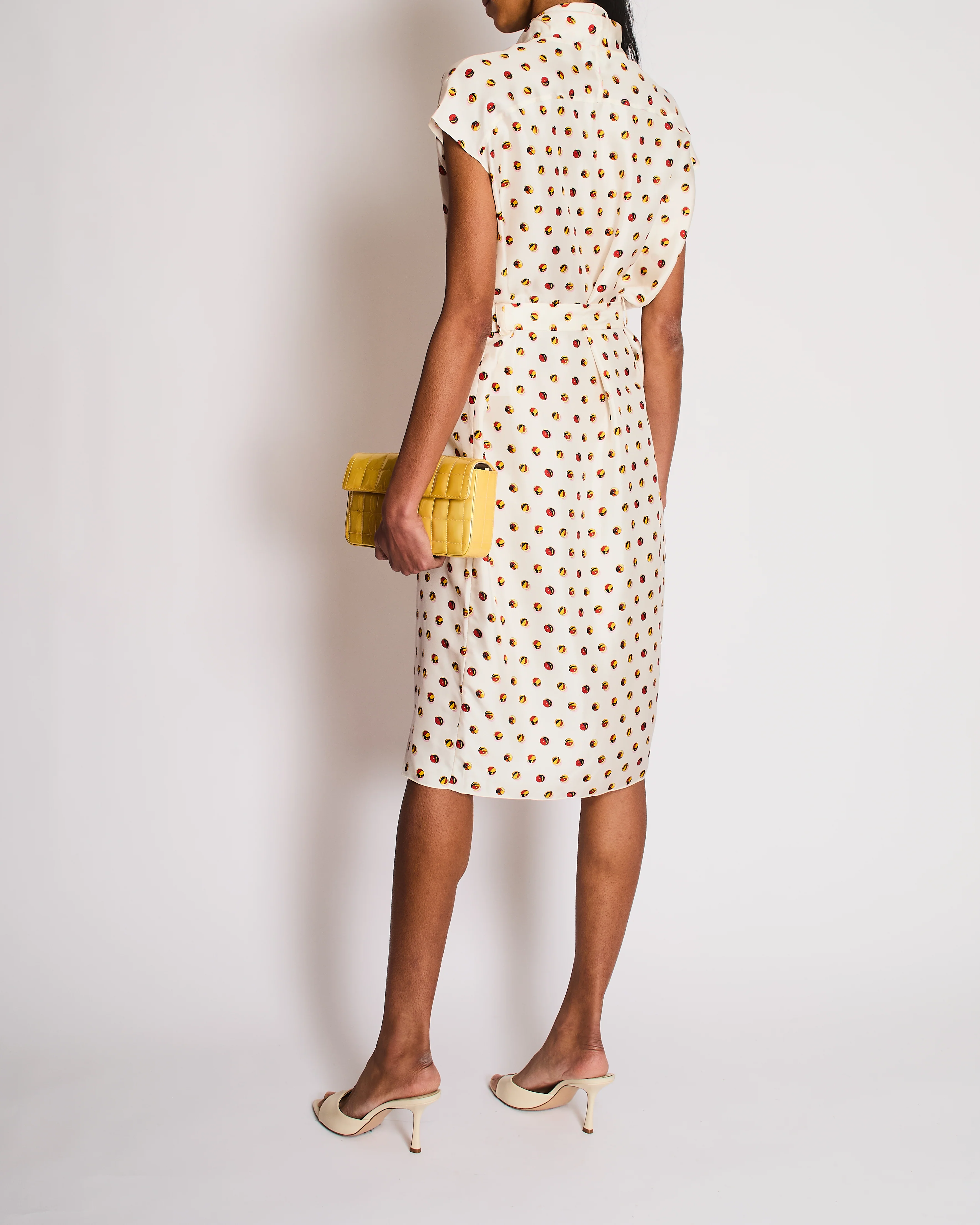 Hermes White Silk Dress with Multi-Coloured Marble Print Size FR 38 (UK 10) - Image 3