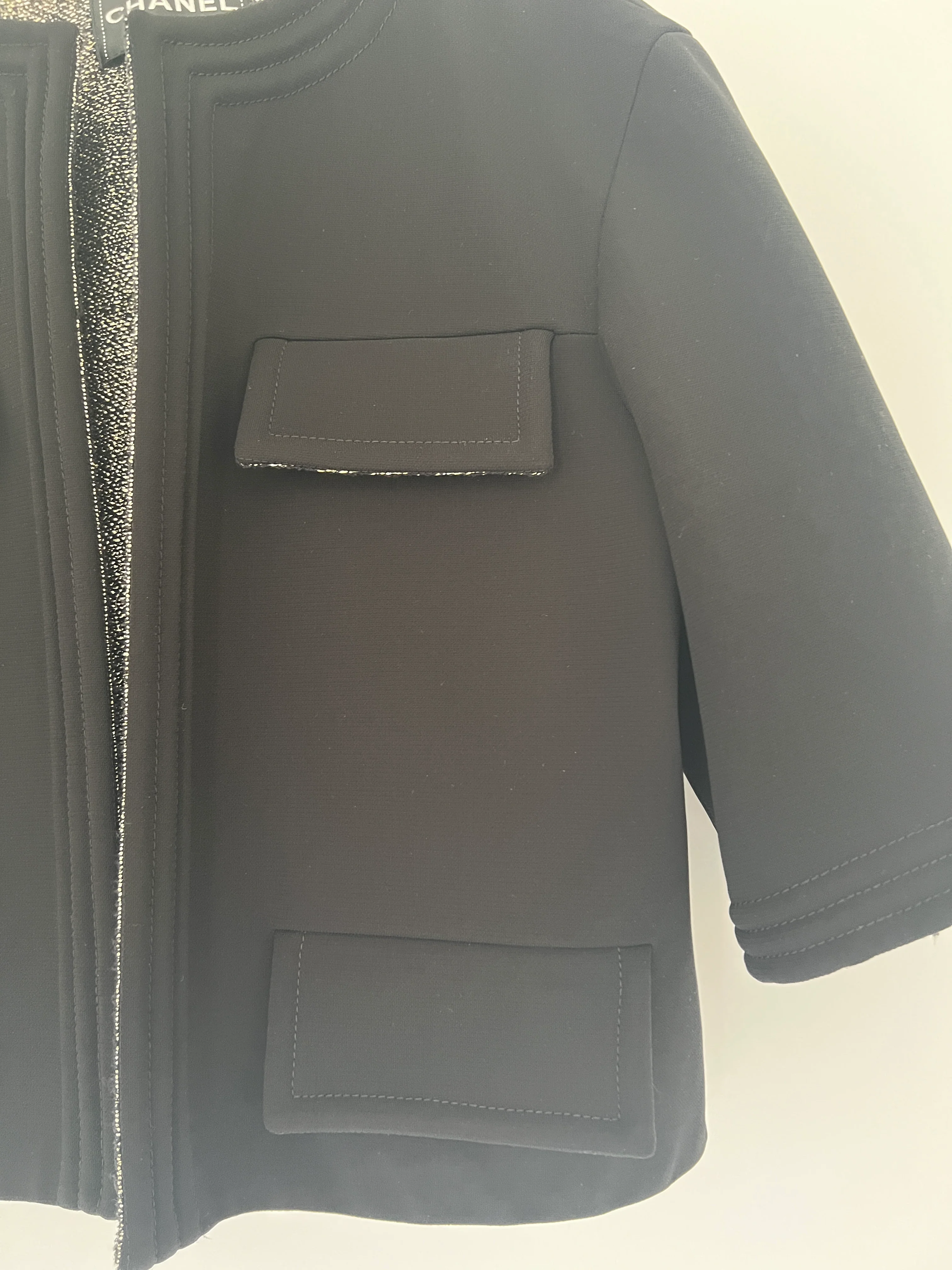 *HOT* Chanel 12/A Black and Silver Metallic Tweed Lined Pocket Jacket Size FR 42 (UK 14) - Image 10
