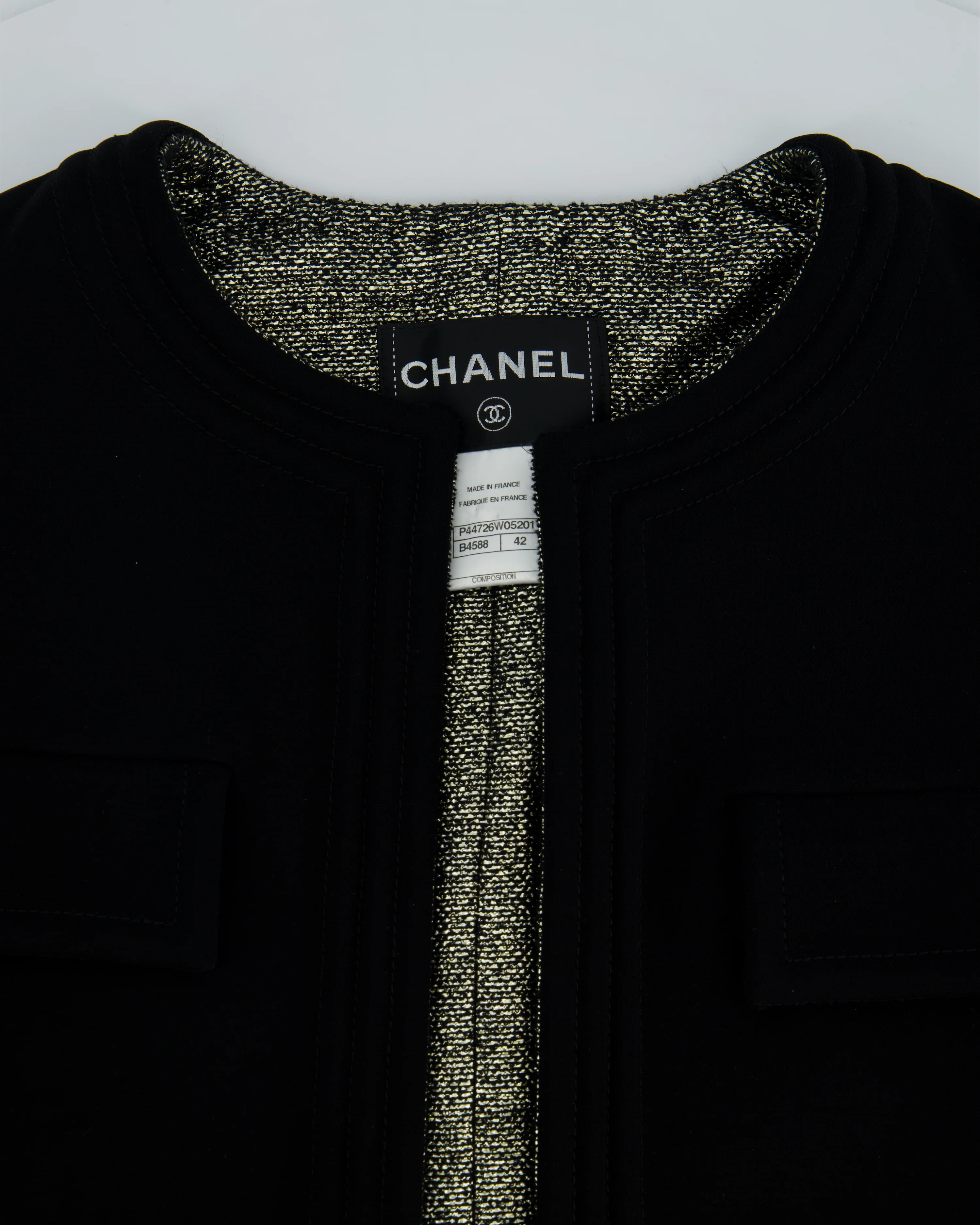 *HOT* Chanel 12/A Black and Silver Metallic Tweed Lined Pocket Jacket Size FR 42 (UK 14) - Image 7