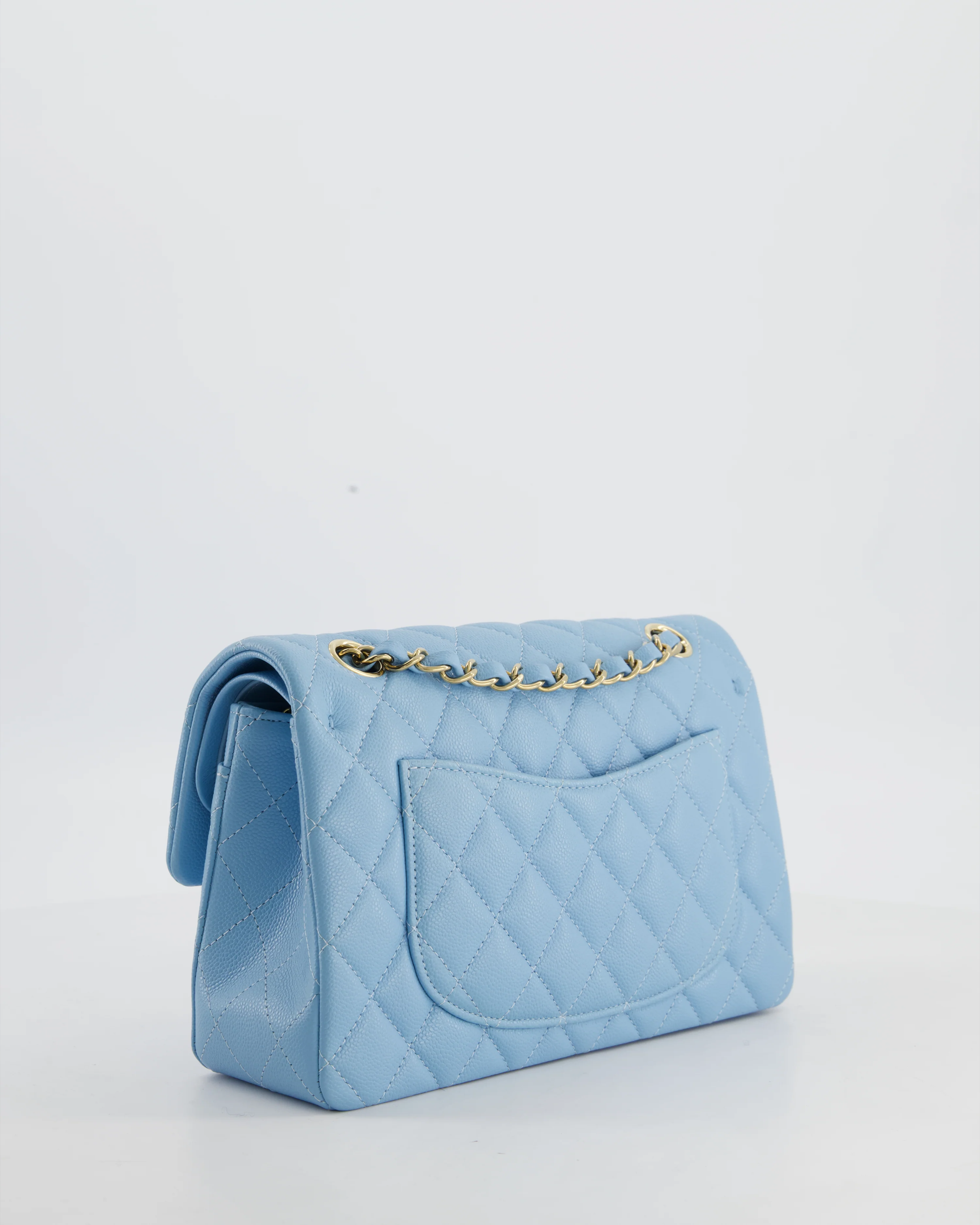 *HOT* Chanel Baby Blue Small Classic Double Flap Bag in Caviar Leather with Gold Hardware - Image 10