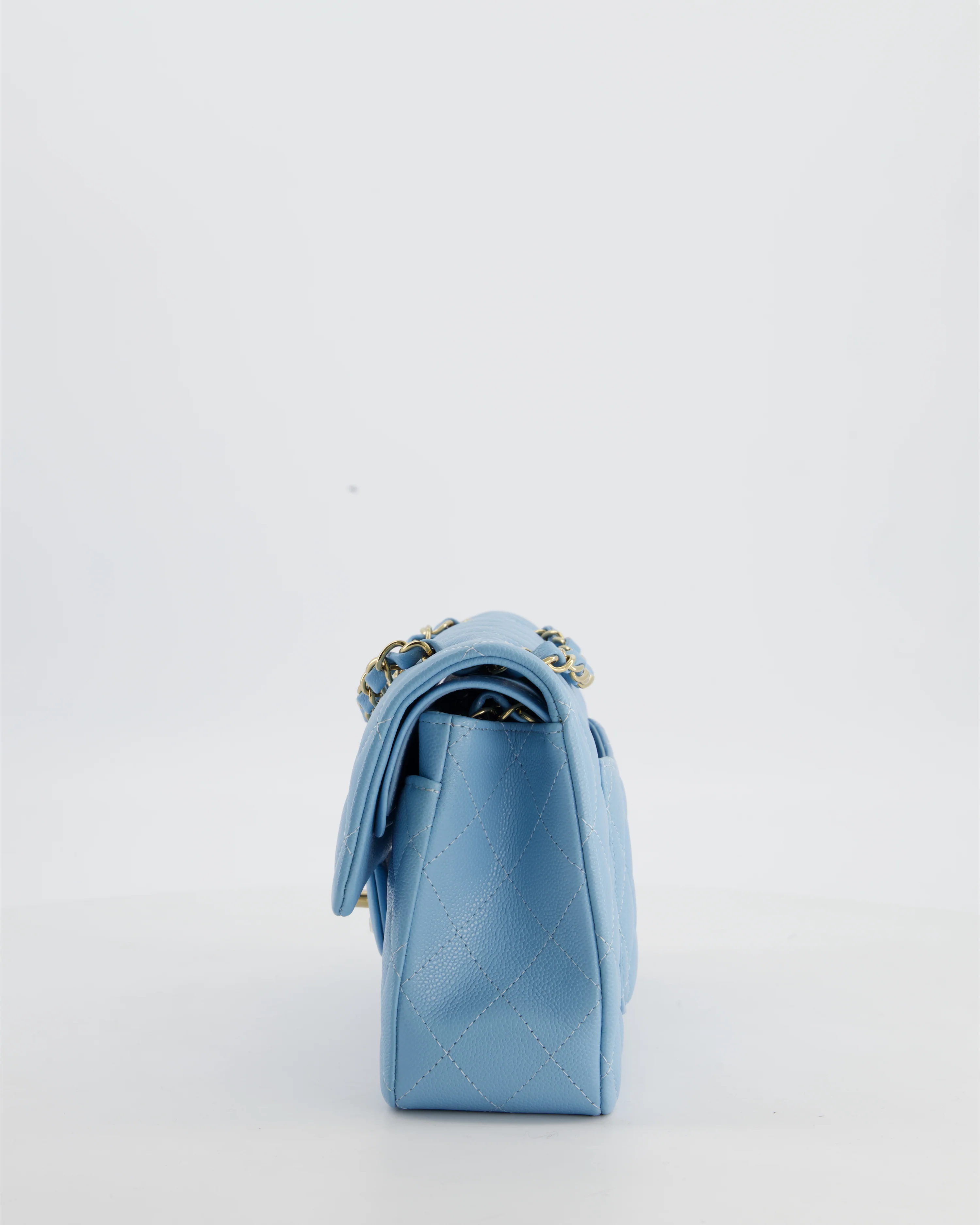 *HOT* Chanel Baby Blue Small Classic Double Flap Bag in Caviar Leather with Gold Hardware - Image 11