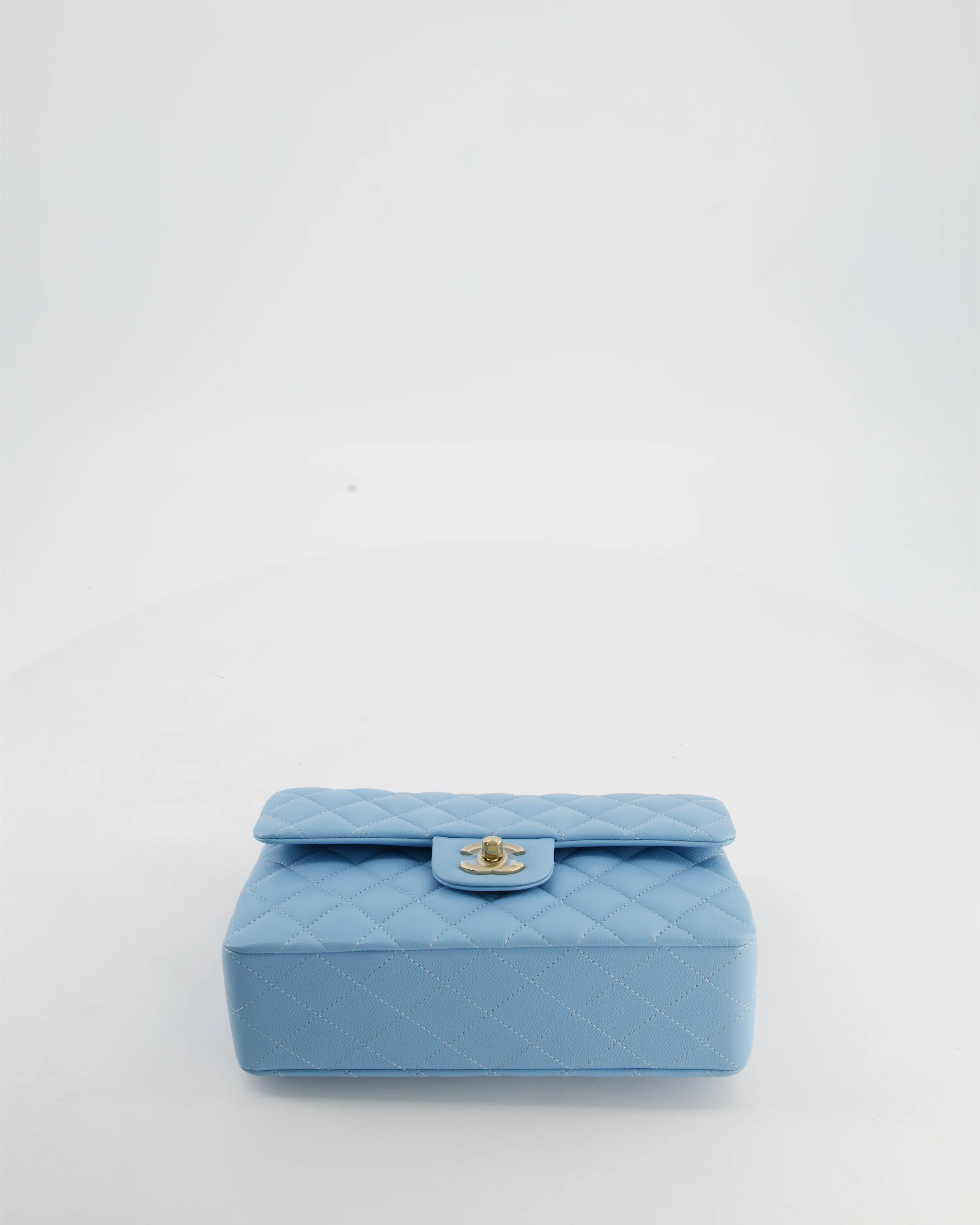 *HOT* Chanel Baby Blue Small Classic Double Flap Bag in Caviar Leather with Gold Hardware - Image 19