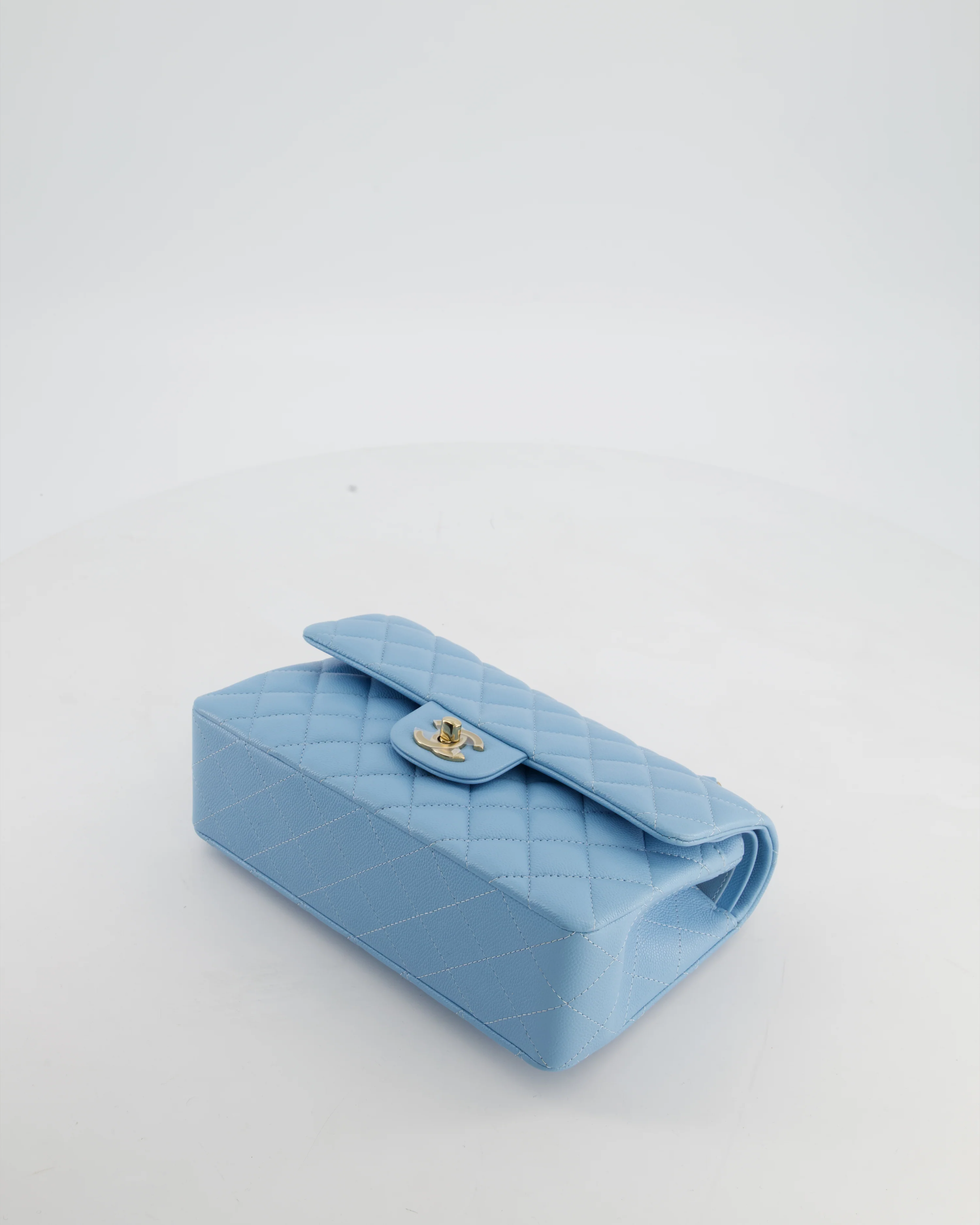 *HOT* Chanel Baby Blue Small Classic Double Flap Bag in Caviar Leather with Gold Hardware - Image 20