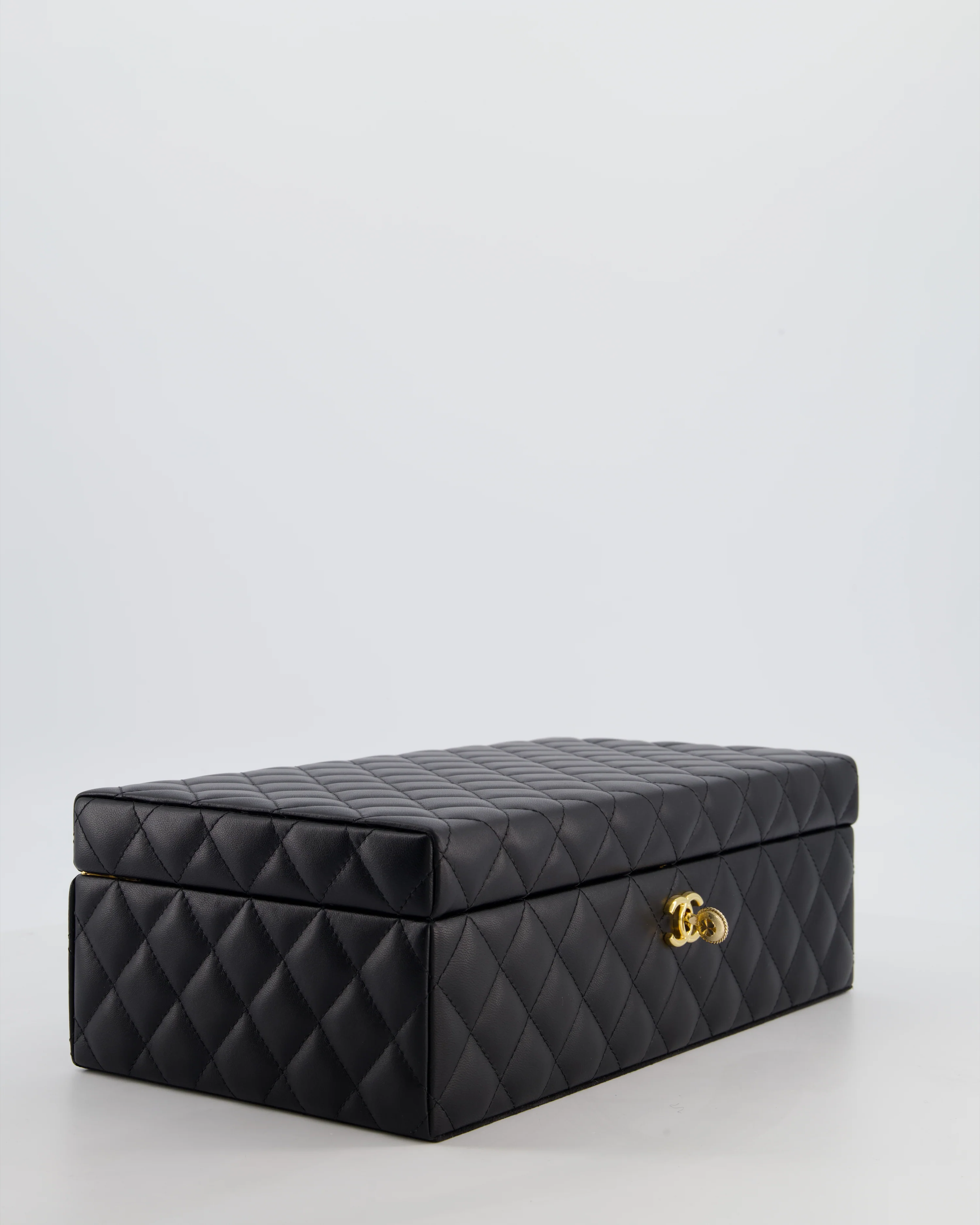 *HOT* Chanel Black Quilted Jewellery Box in Lambskin Leather with Gold Hardware - Image 2