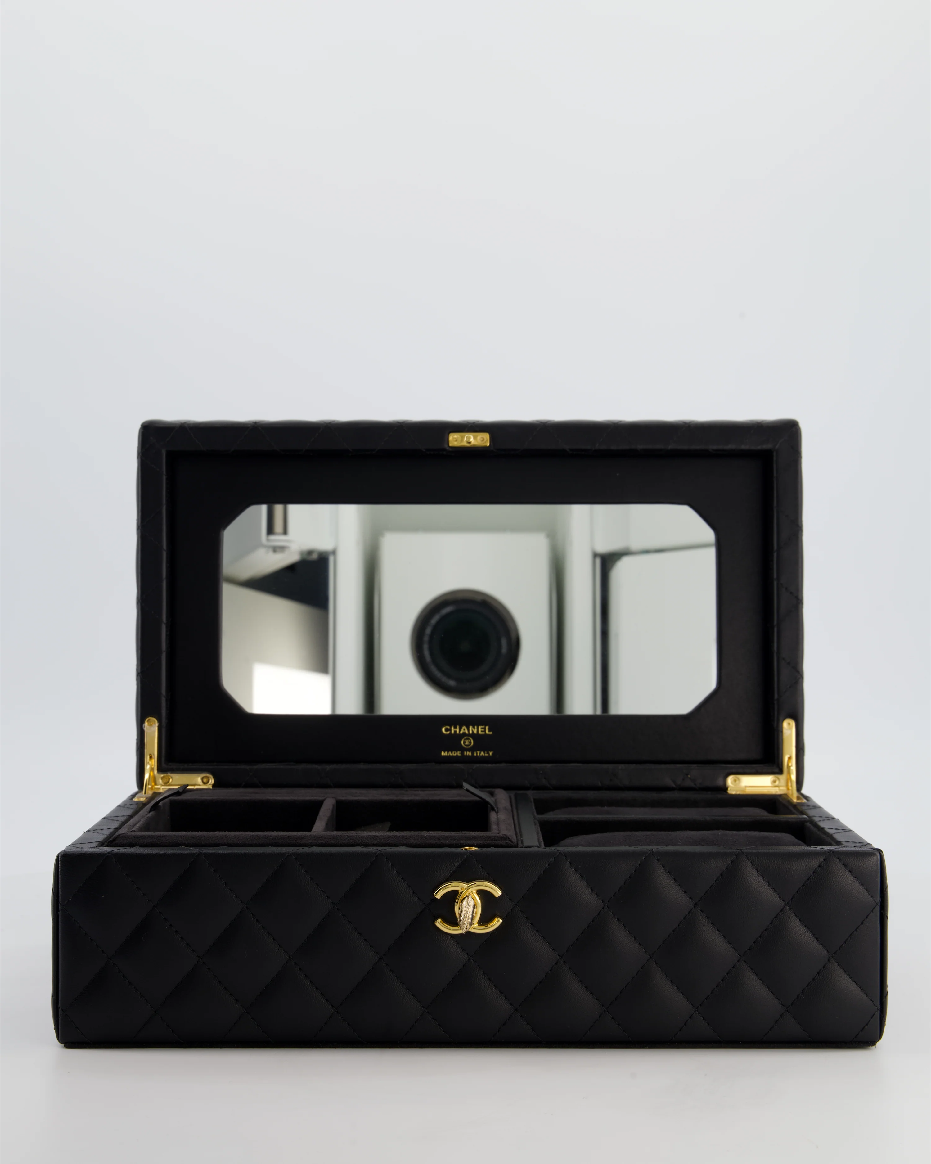 *HOT* Chanel Black Quilted Jewellery Box in Lambskin Leather with Gold Hardware - Image 30