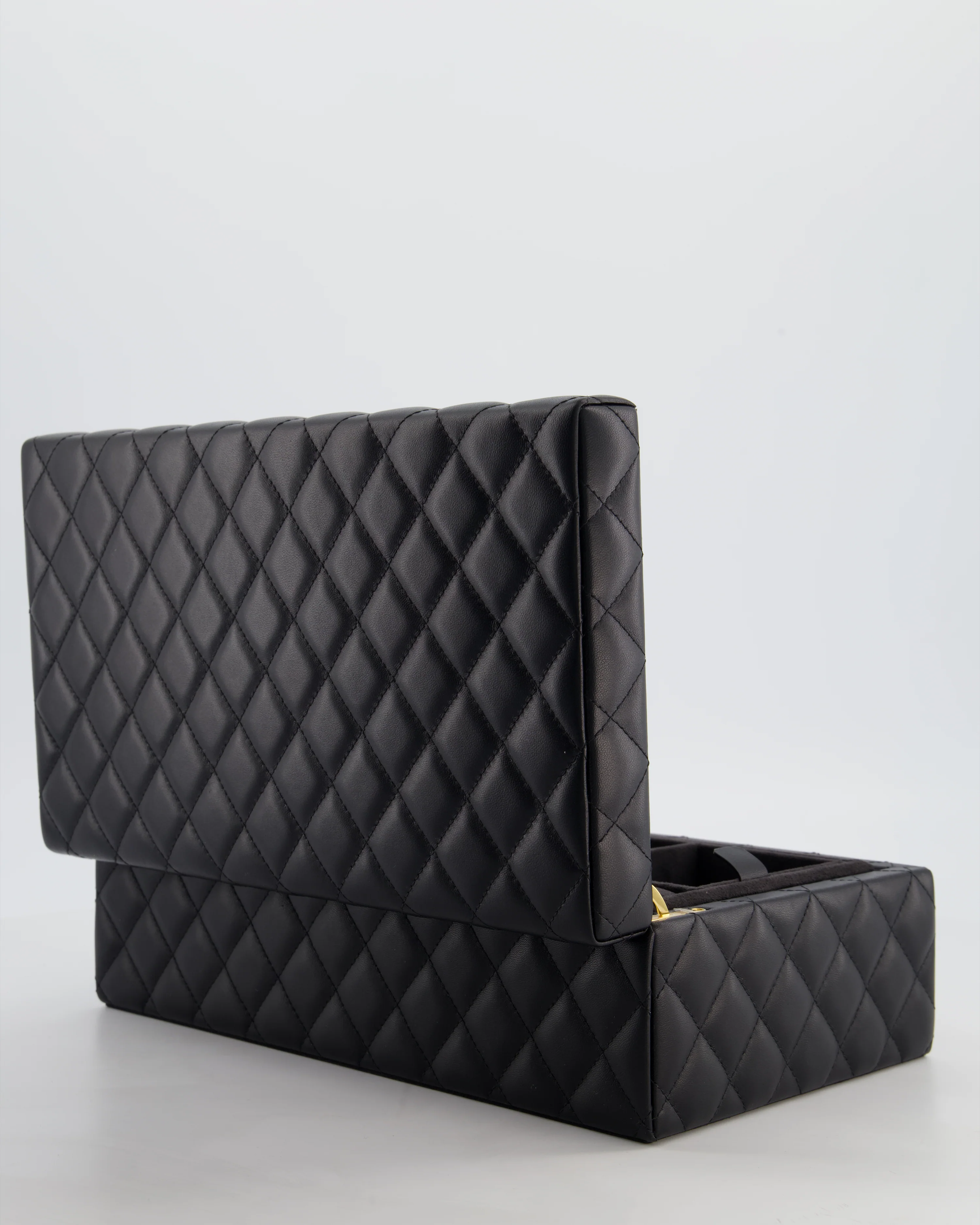 *HOT* Chanel Black Quilted Jewellery Box in Lambskin Leather with Gold Hardware - Image 7
