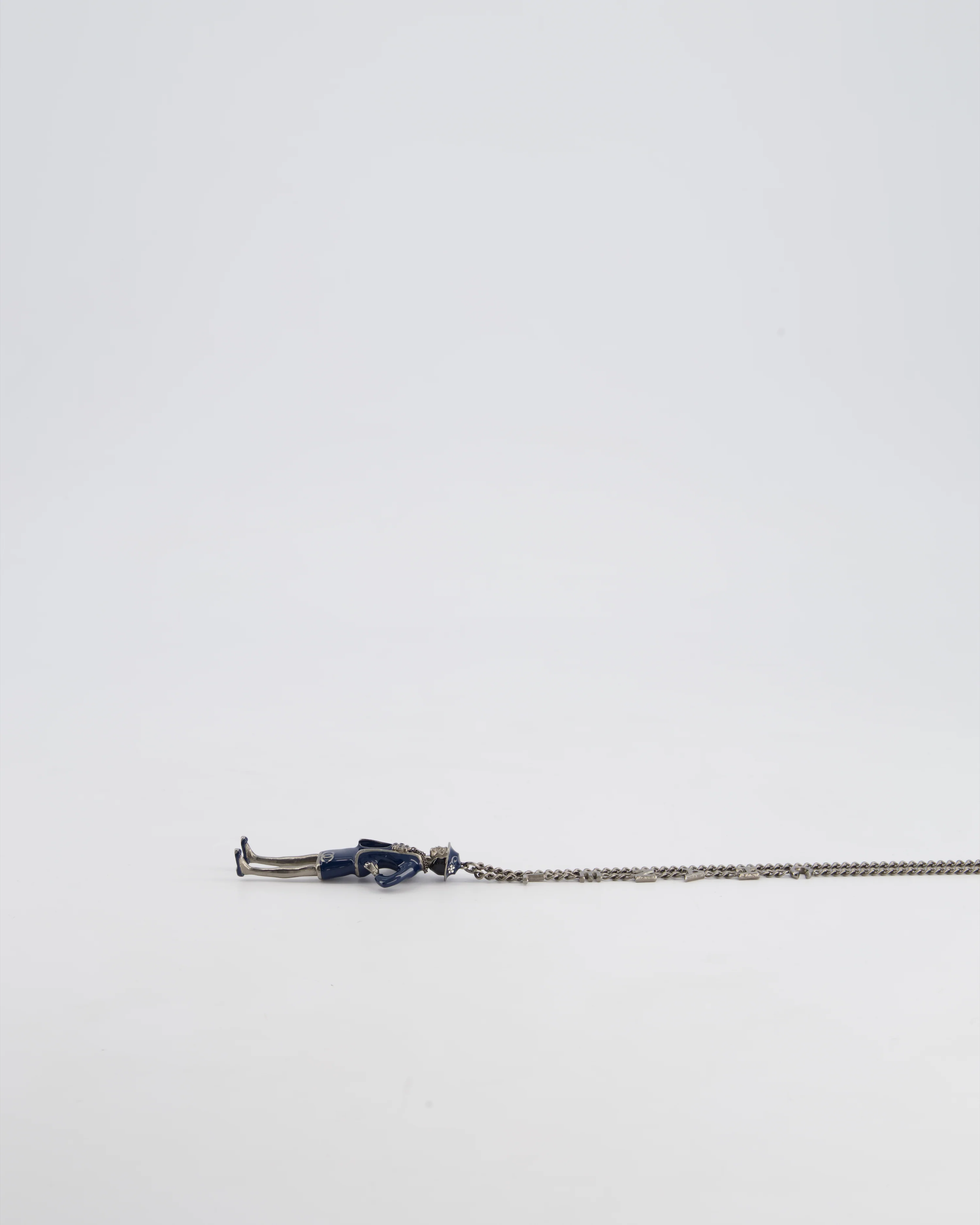 *HOT* Chanel Grey Mademoiselle Doll Charm Necklace with COCO & CHANEL Chain Details - Image 6
