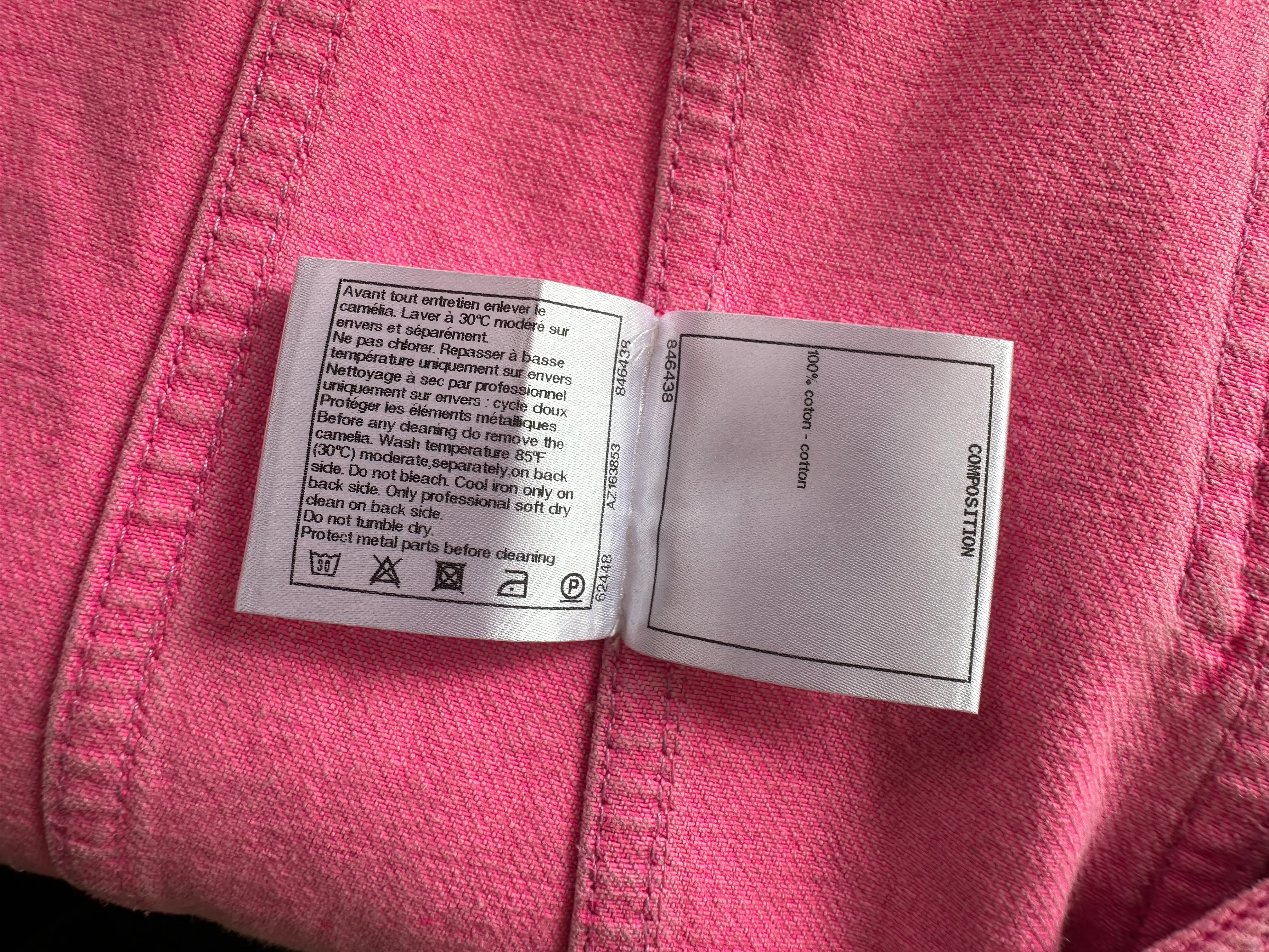 *HOT* Chanel 21S Hot Pink Denim Jacket with Detachable Camellia Pin Detail Size FR 34 (UK 6) - Image 18