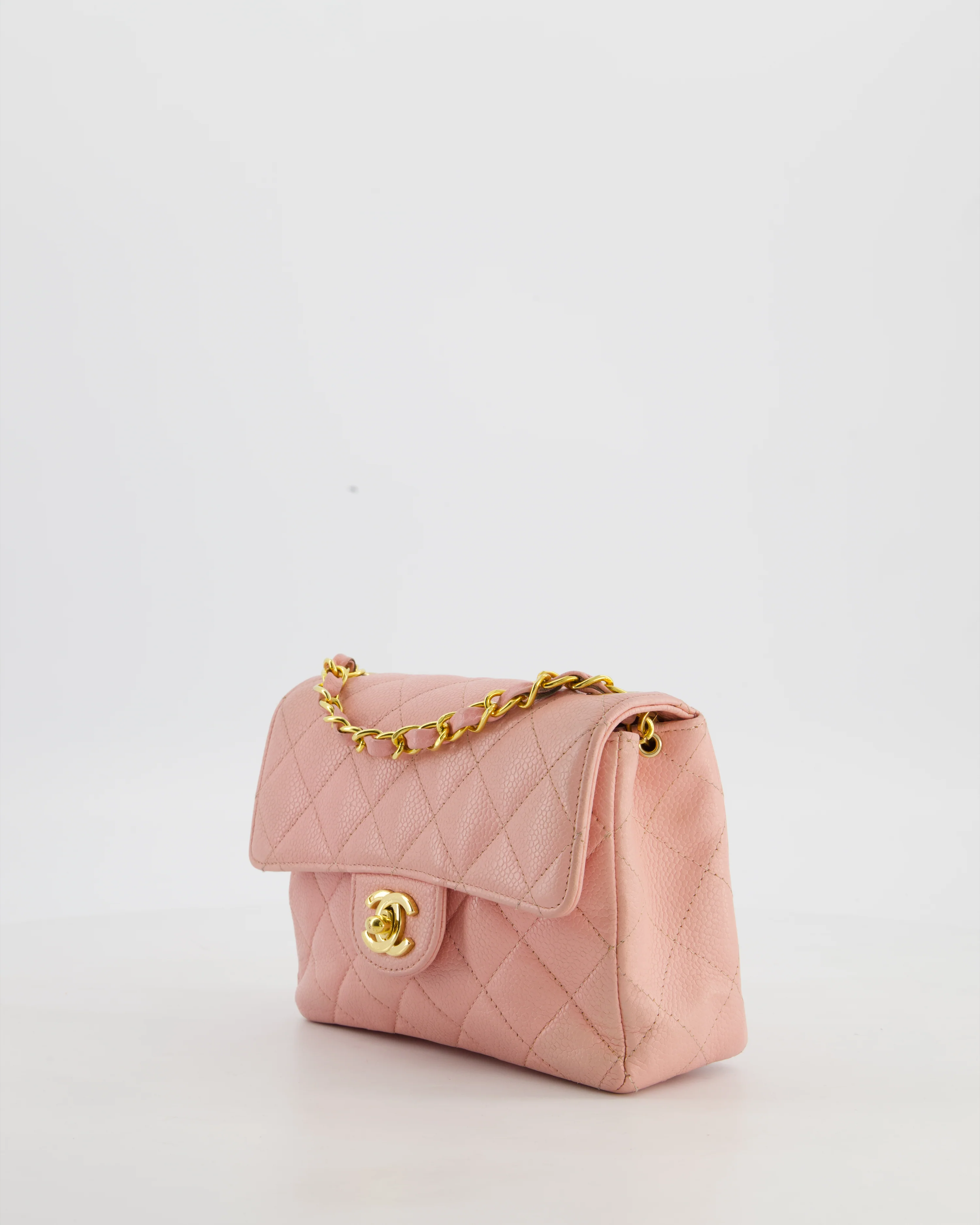 *HOT* Chanel Pink Mini Square Bag in Caviar Leather with 24K Gold Hardware - Image 10