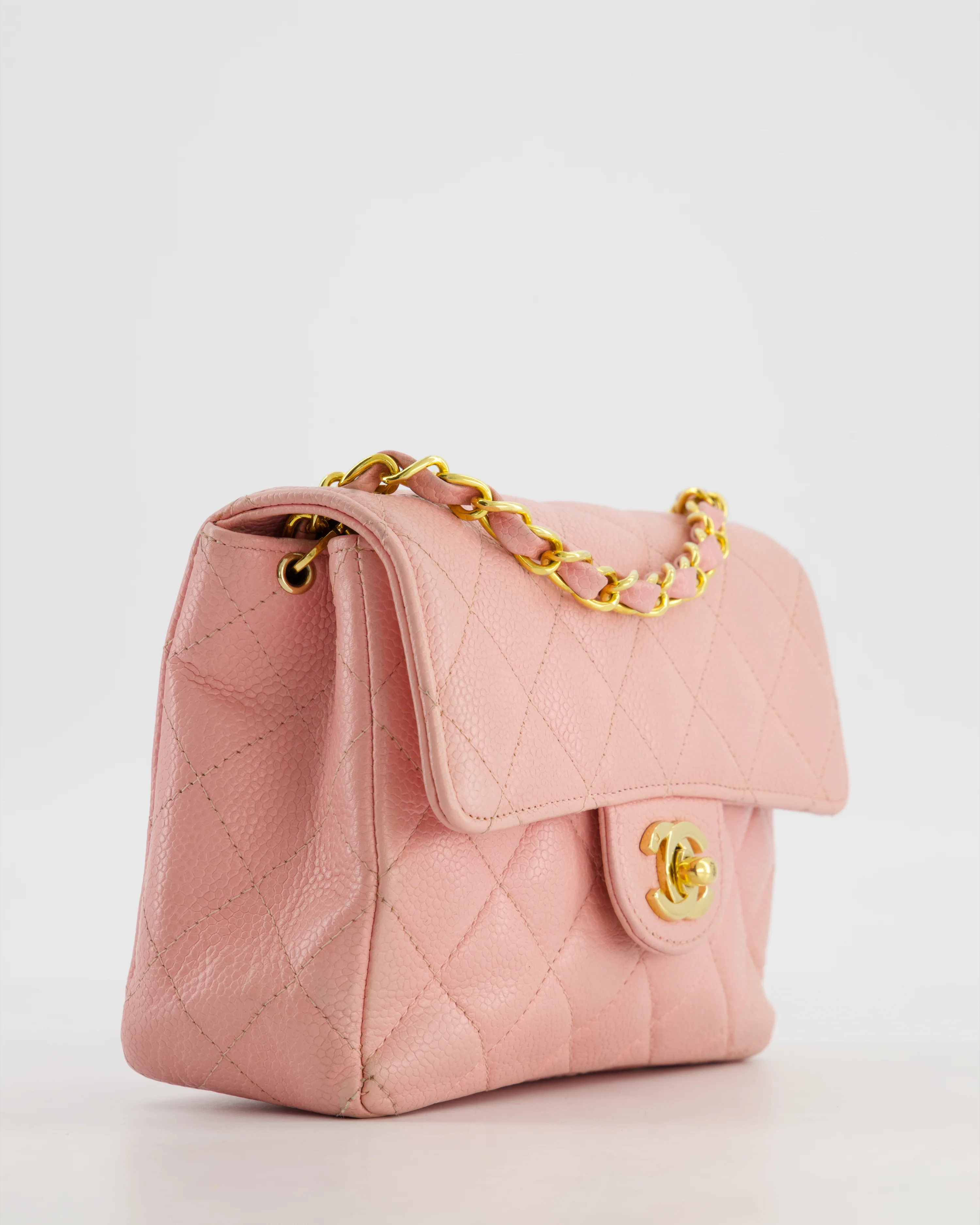 *HOT* Chanel Pink Mini Square Bag in Caviar Leather with 24K Gold Hardware - Image 11