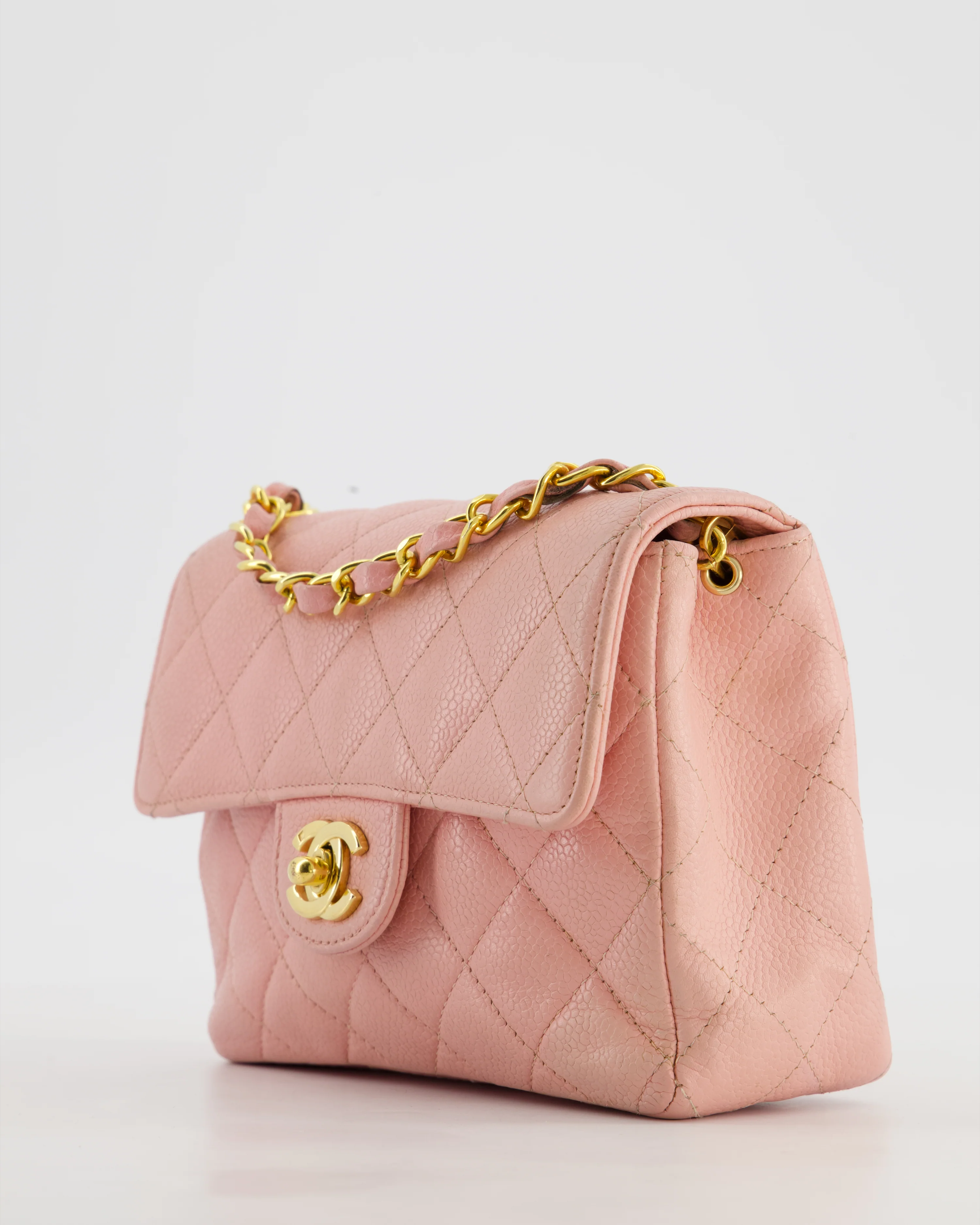*HOT* Chanel Pink Mini Square Bag in Caviar Leather with 24K Gold Hardware - Image 12