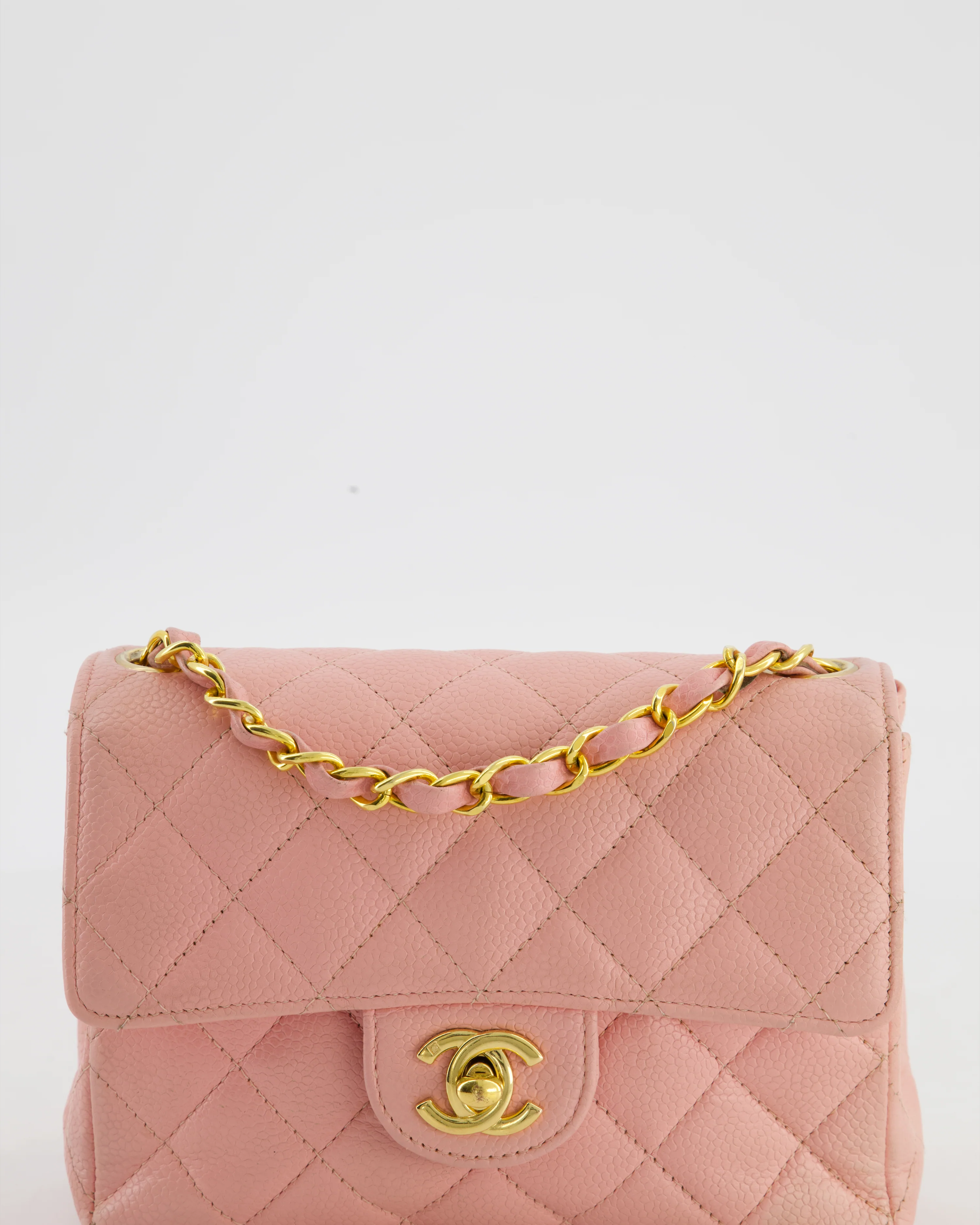 *HOT* Chanel Pink Mini Square Bag in Caviar Leather with 24K Gold Hardware - Image 15